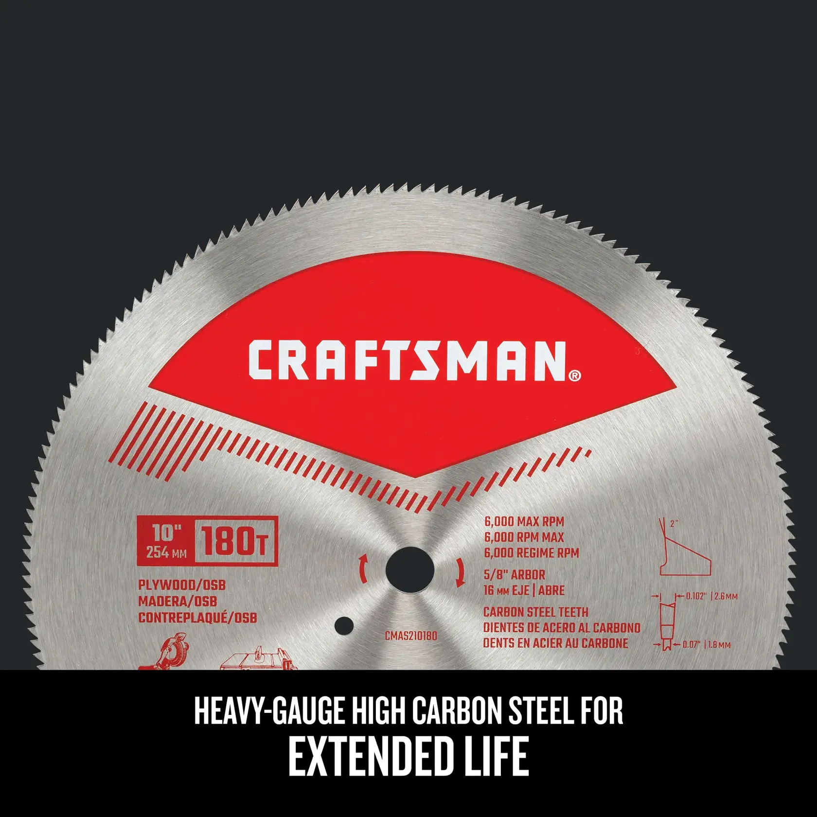 Graphic of CRAFTSMAN Blades: Table Saw highlighting product features