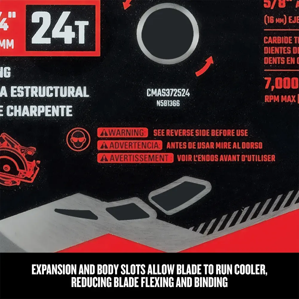 Graphic of CRAFTSMAN Blades: Table Saw highlighting product features