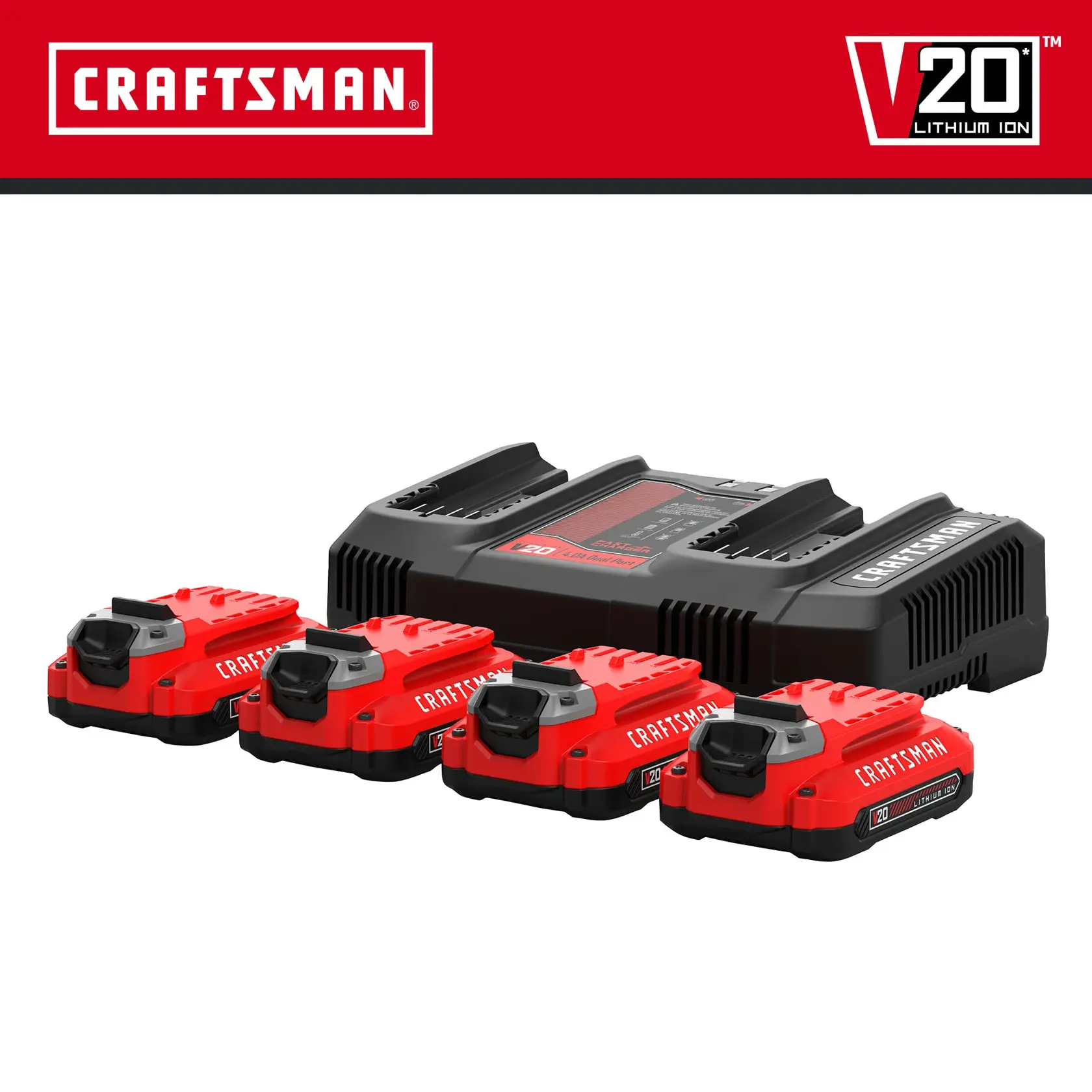CRAFTSMAN Dual Charger and 4 Battery Kit