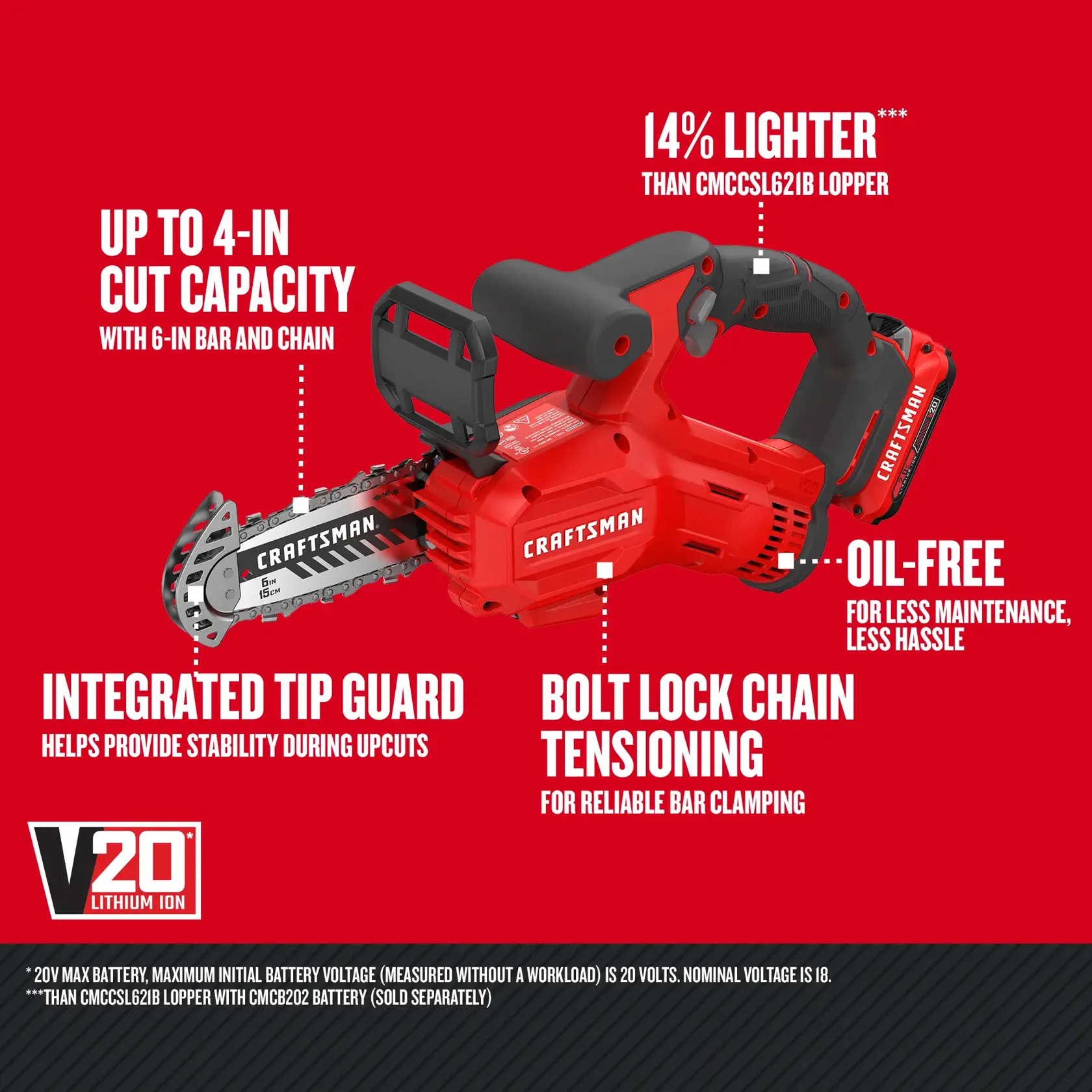 V20 Cordless Pruning Chainsaw 