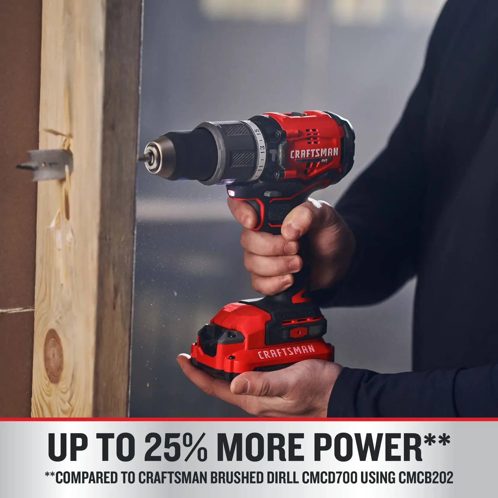 V20 BRUSHLESS RP Hammer Drill on dark background