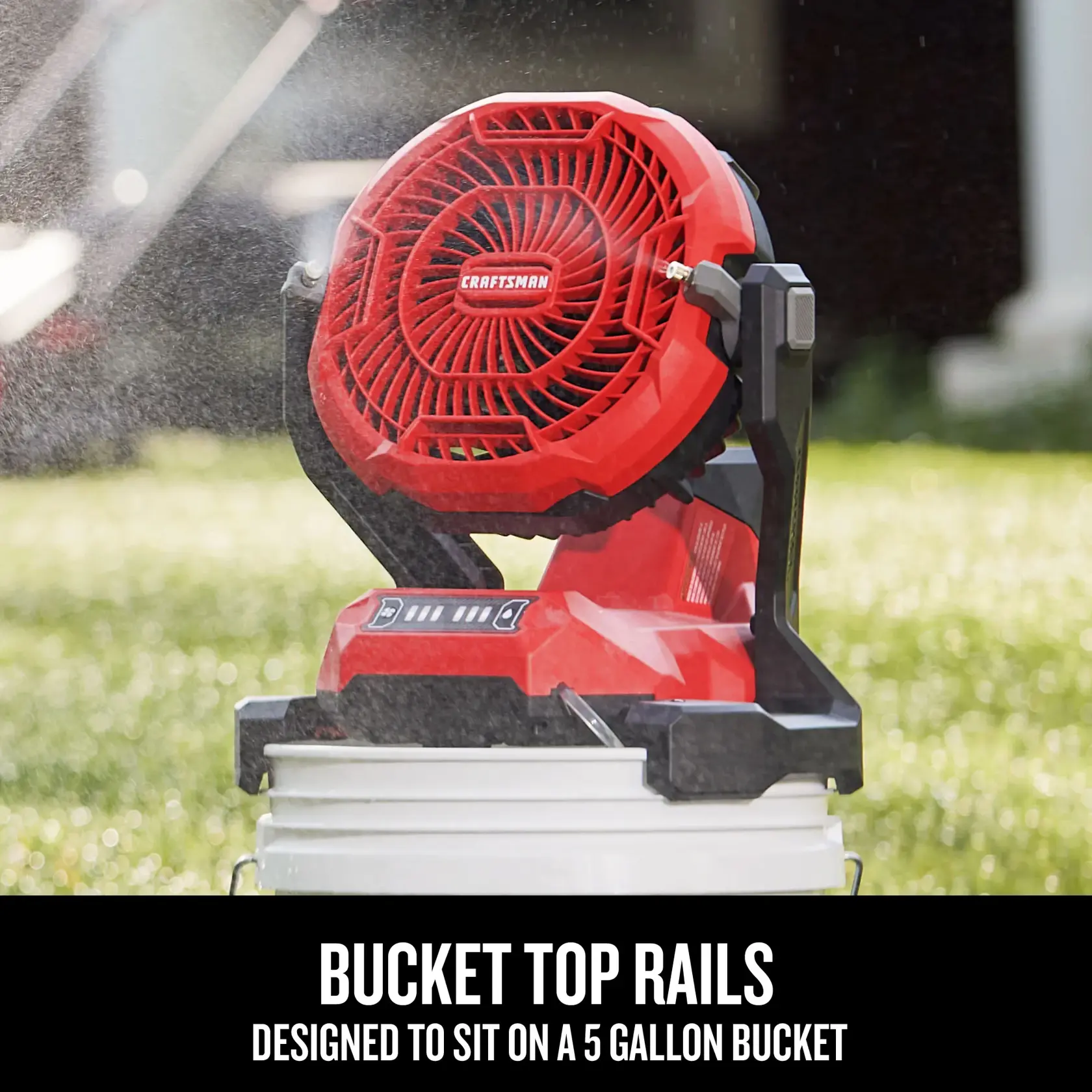 Misting Fan bucket top rails carousel graphic