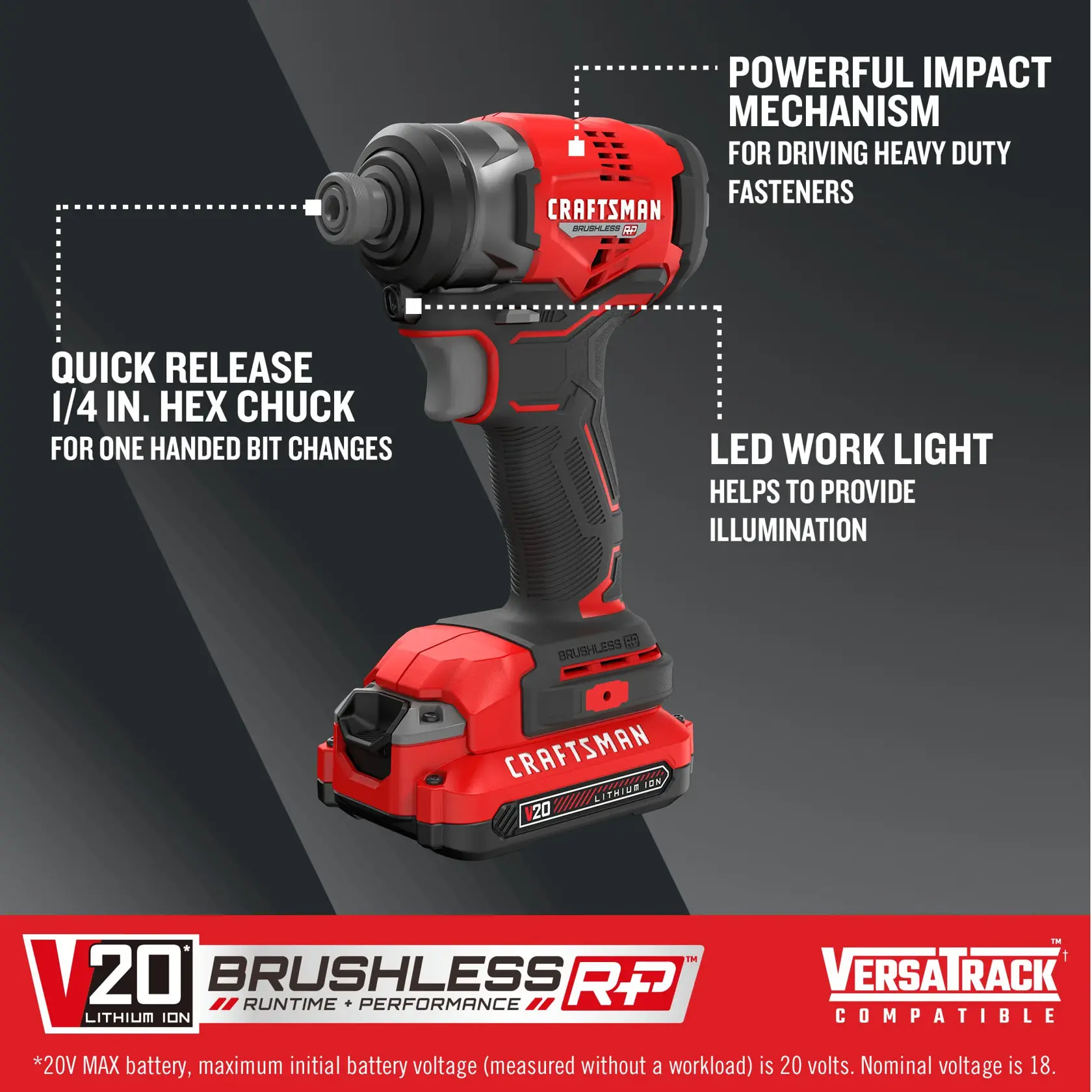 V20 BRUSHLESS RP Impact Driver Kit with one battery