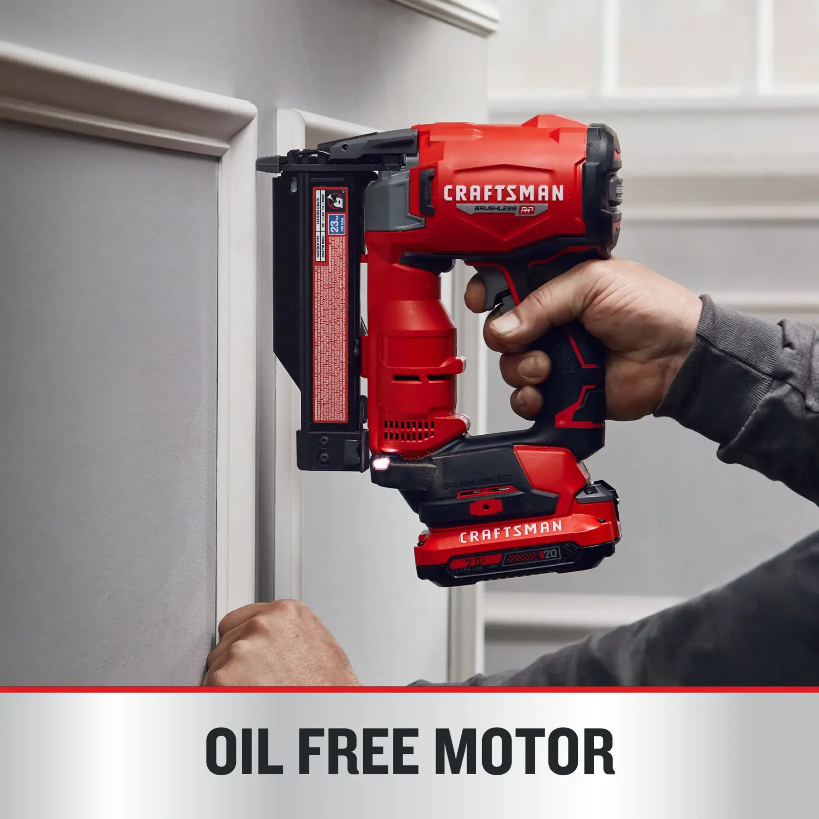 V20 Brushless RP 23 gauge pin nailer (tool only) on dark background