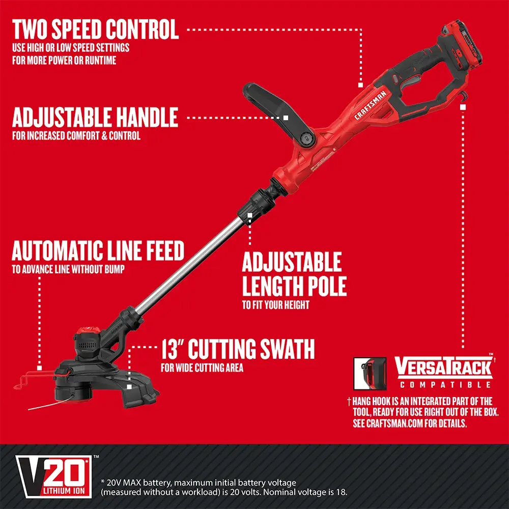 Graphic of CRAFTSMAN String Trimmers highlighting product features