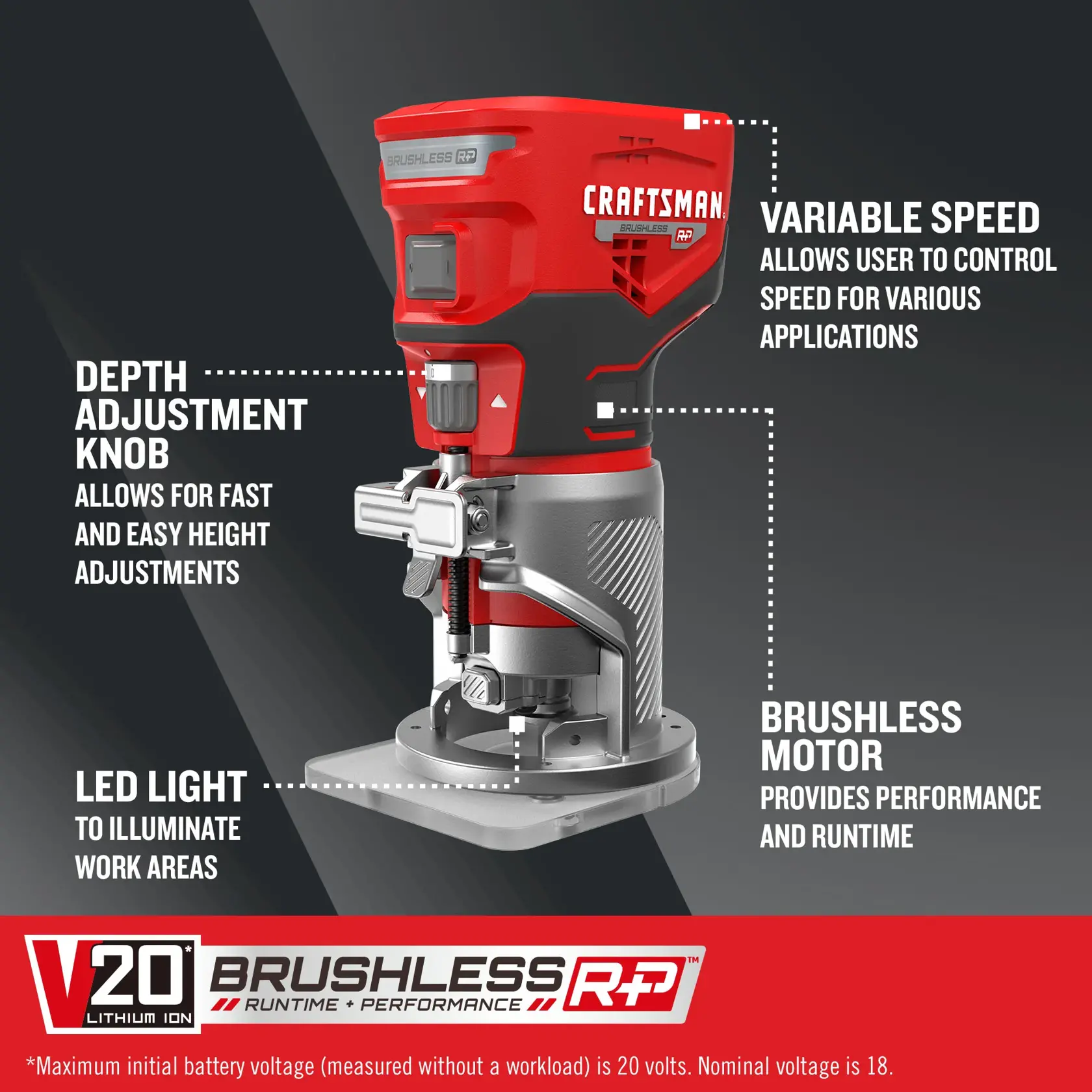 CRAFTSMAN V20 Fixed Base Router graphic
