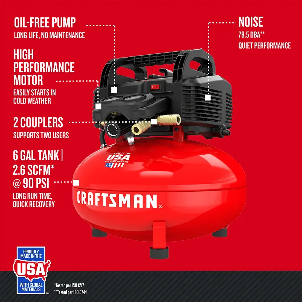 Graphic of CRAFTSMAN Air Tools & Compressors highlighting product features