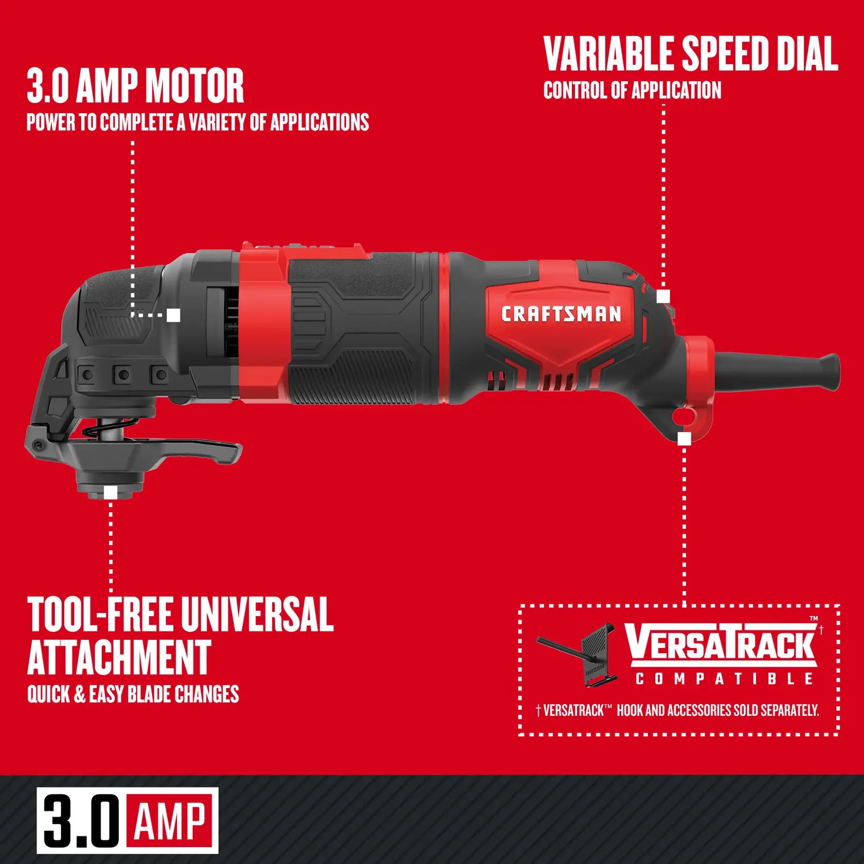 Graphic of CRAFTSMAN Oscillating Multi-Tools highlighting product features
