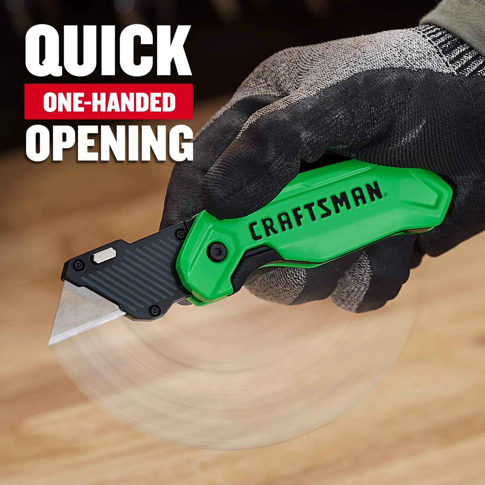CRAFTSMAN® Push and Flip Folding Knife Hi-Vis Quick open
