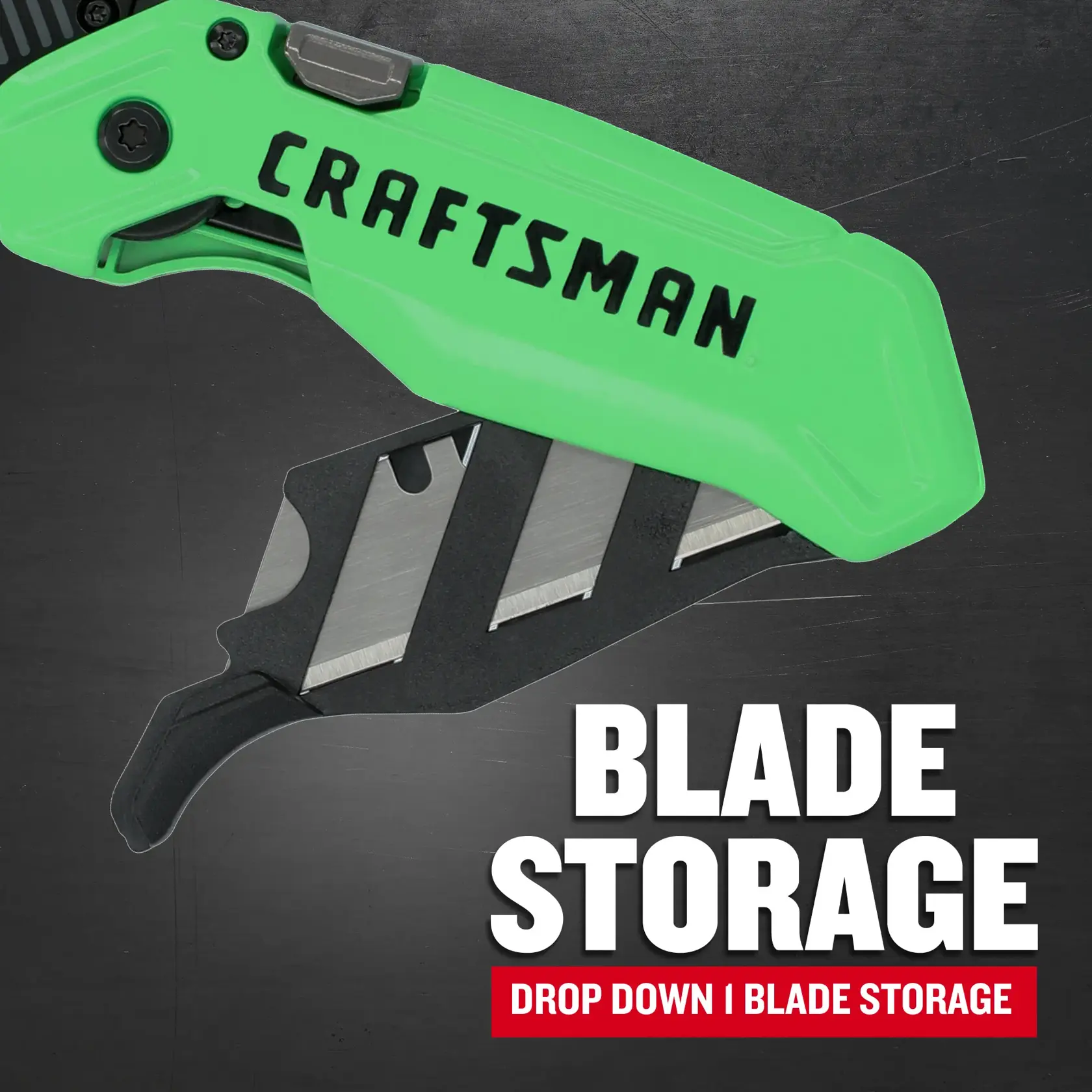 CRAFTSMAN® Push and Flip Folding Knife Hi-Vis Blade Storage
