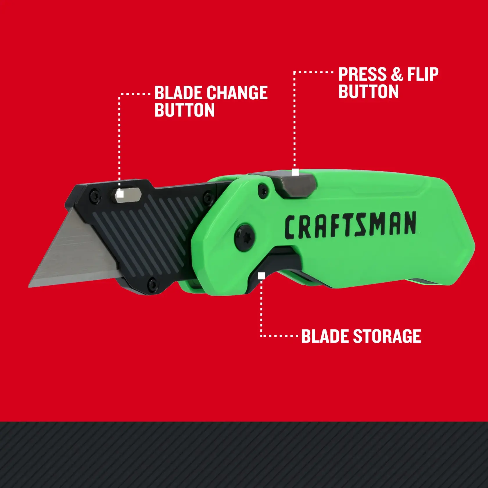 CRAFTSMAN® Push and Flip Folding Knife Hi-Vis Walkaround