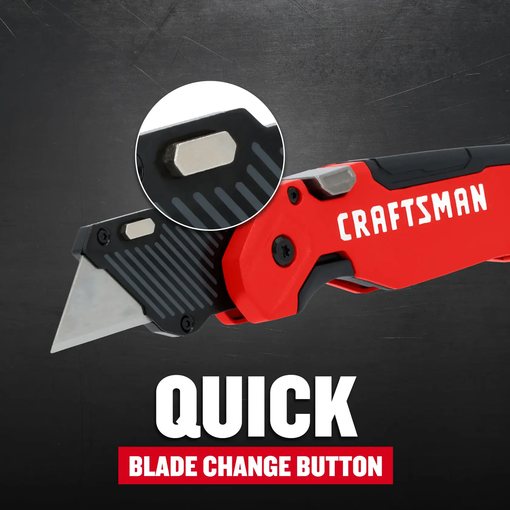 CRAFTSMAN® Push and Flip Folding Knife Red Quick Blade Change Button