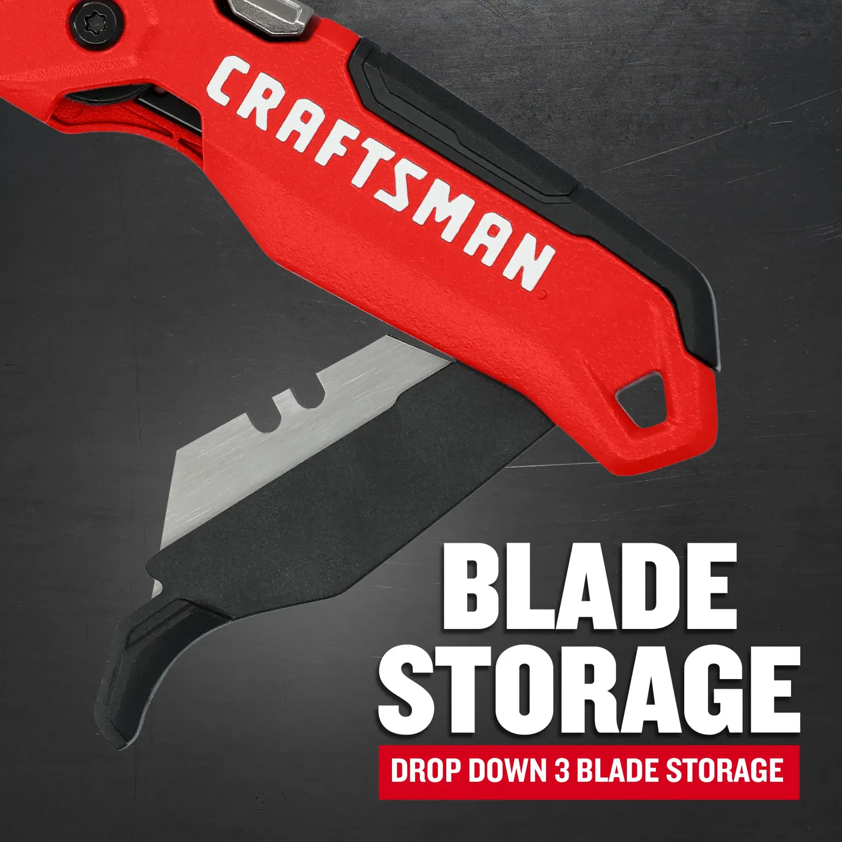 CRAFTSMAN® Push and Flip Folding Knife Red Blade Storage