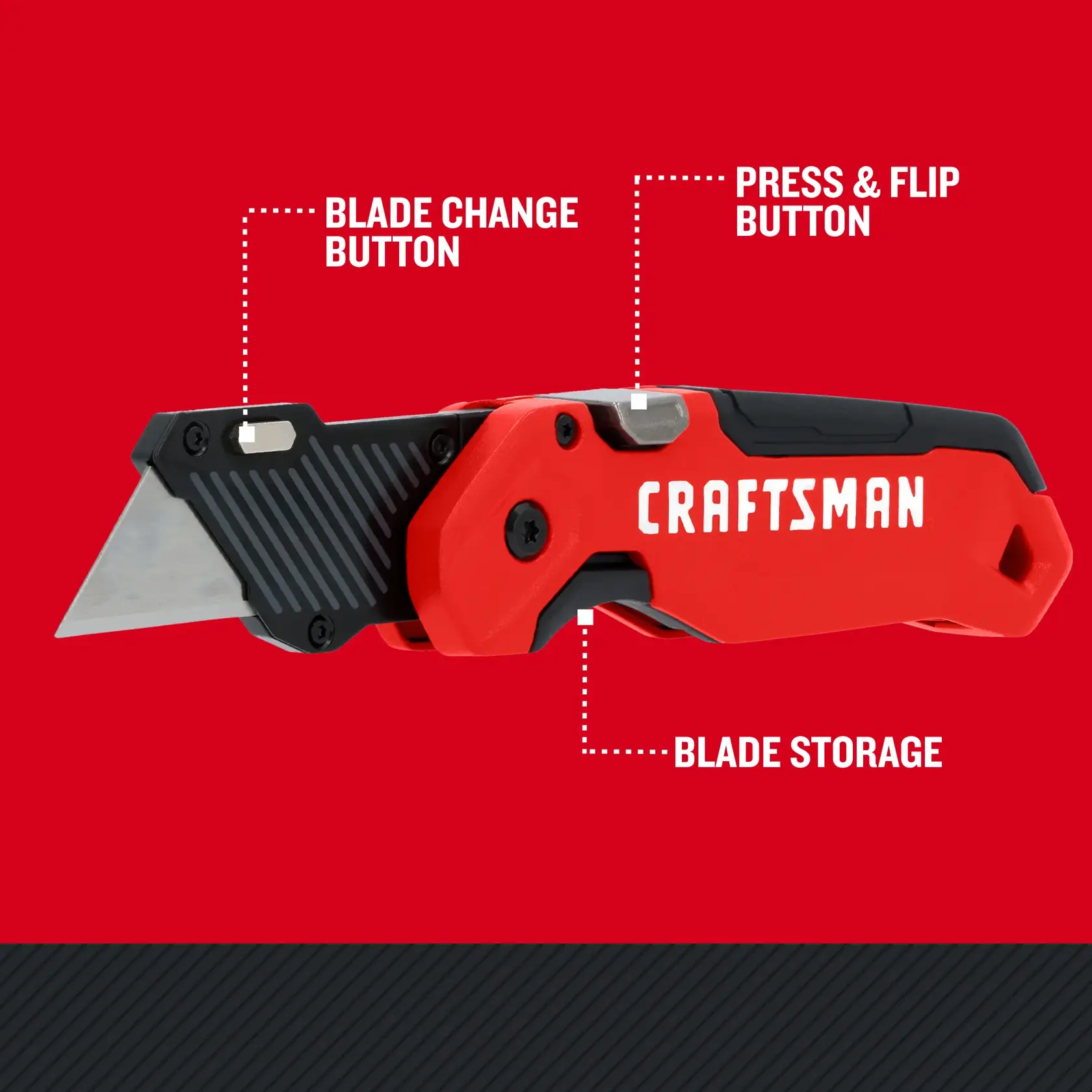 CRAFTSMAN® Push and Flip Folding Knife Red Walkaround