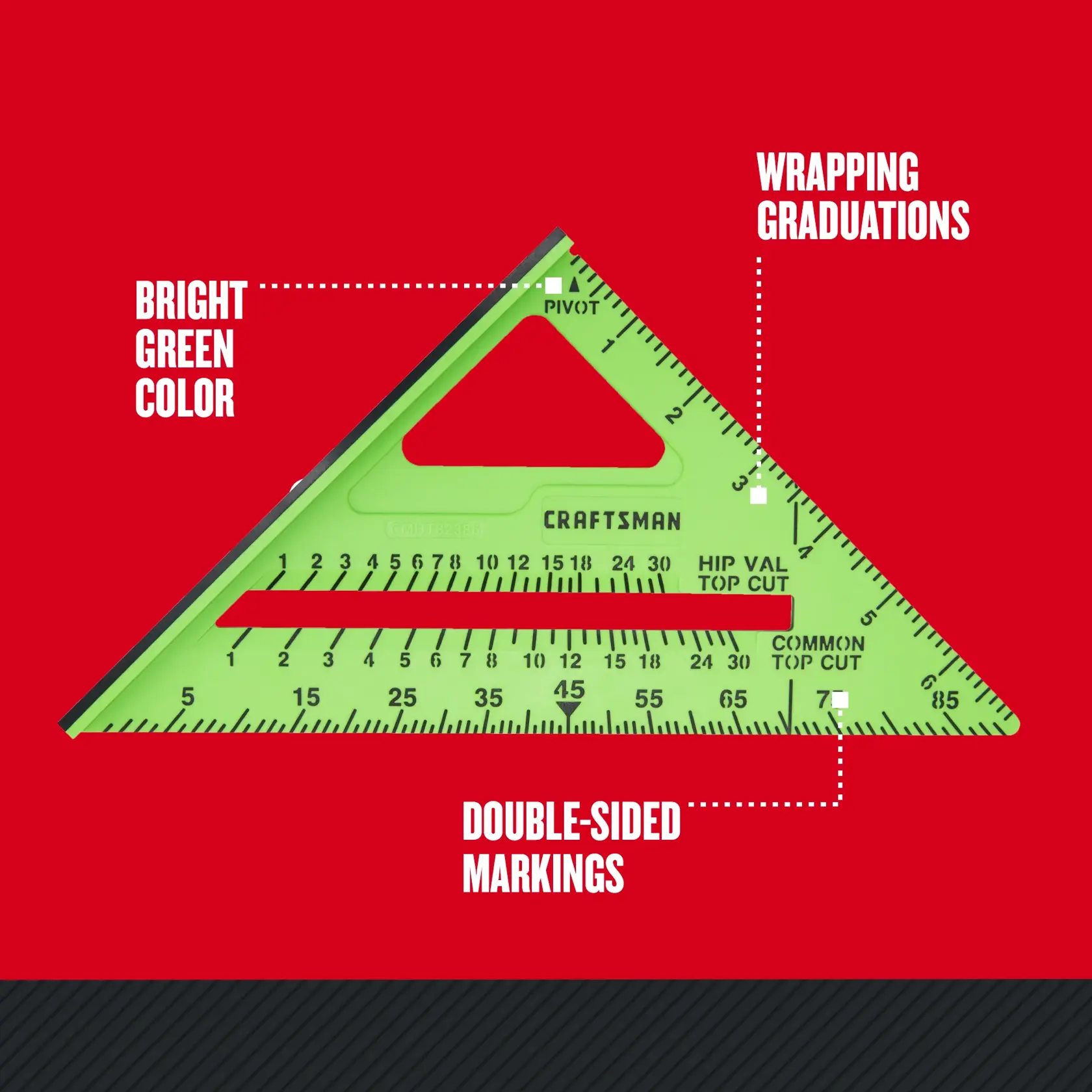 Graphic of CRAFTSMAN Marking & Layout: Squares highlighting product features