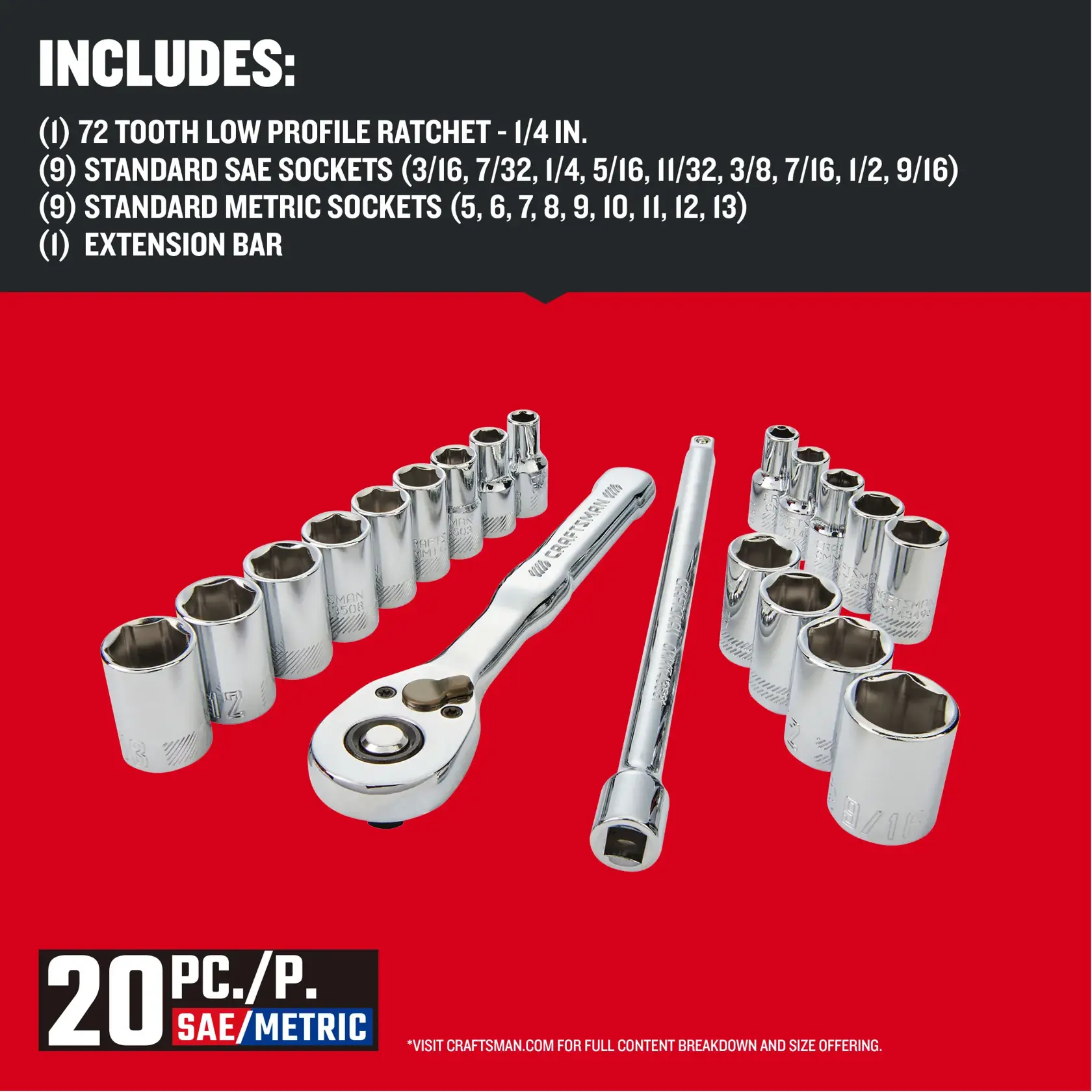CRAFTSMAN 1/4 in. Drive Mechanics Tool Set (20 pc.)