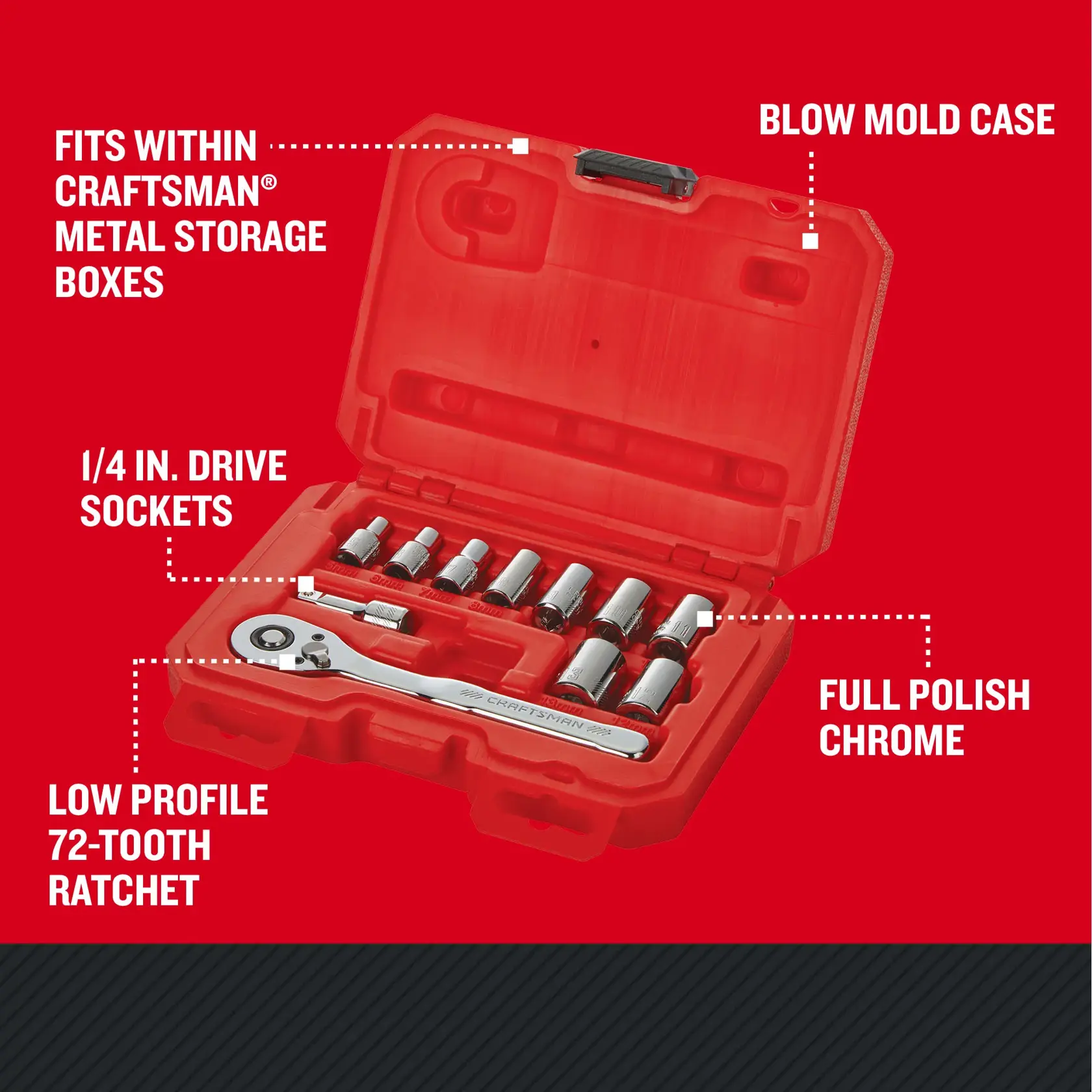 CRAFTSMAN 11-Piece 1/4-Inch Drive Metric Mechanics Tool Set