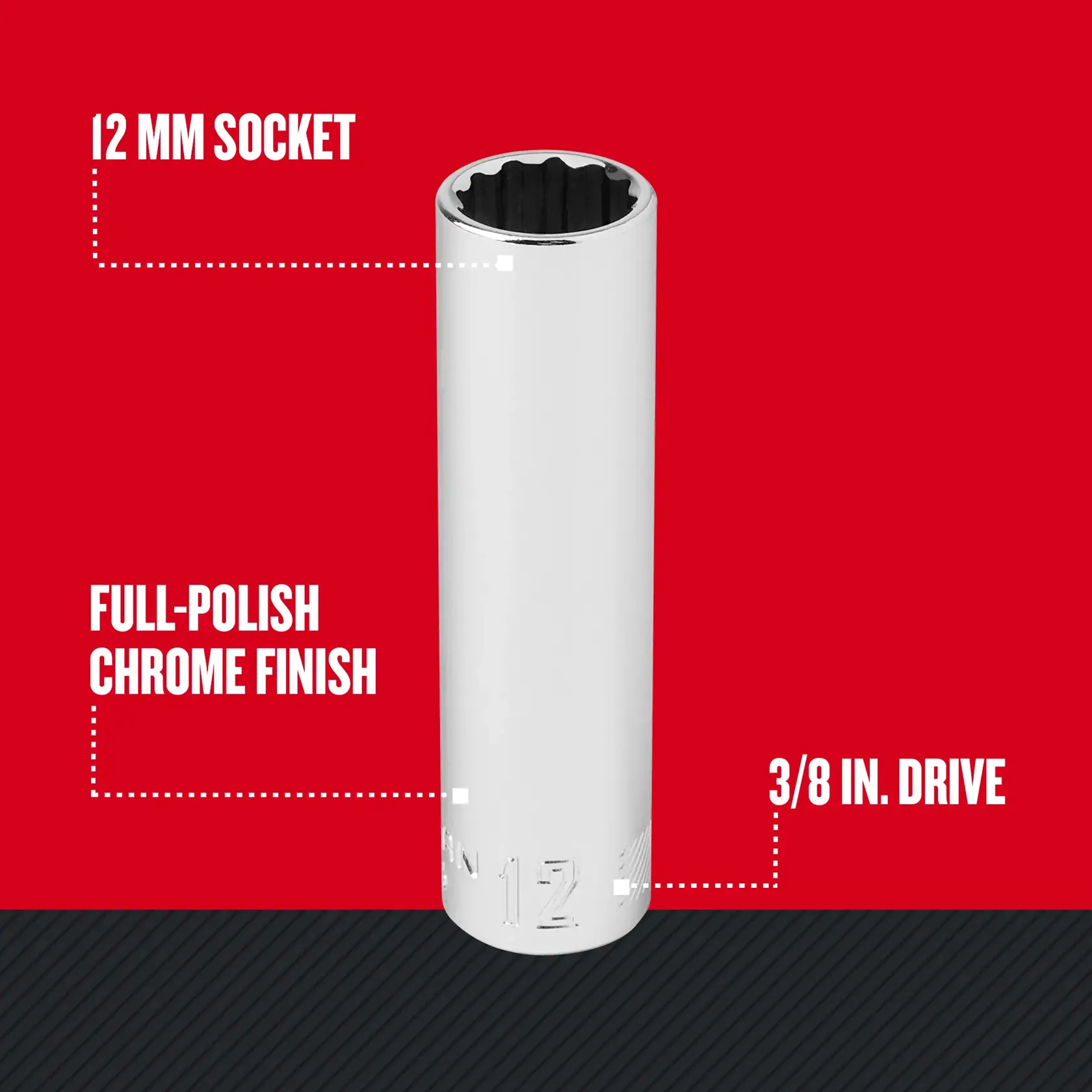Graphic of CRAFTSMAN Sockets: 12-Point highlighting product features