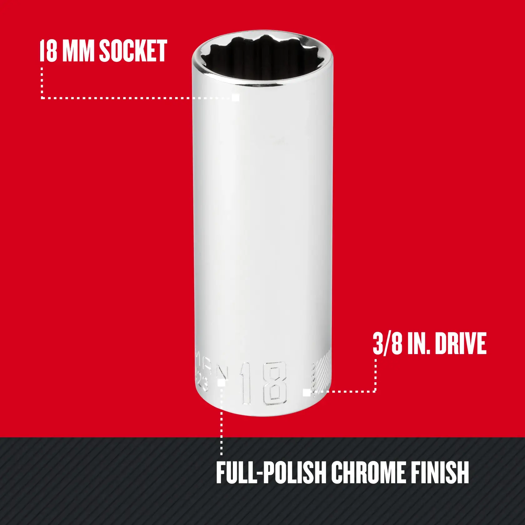 CRAFTSMAN 3/8-Inch Drive 18mm 12-Point Metric Deep Socket