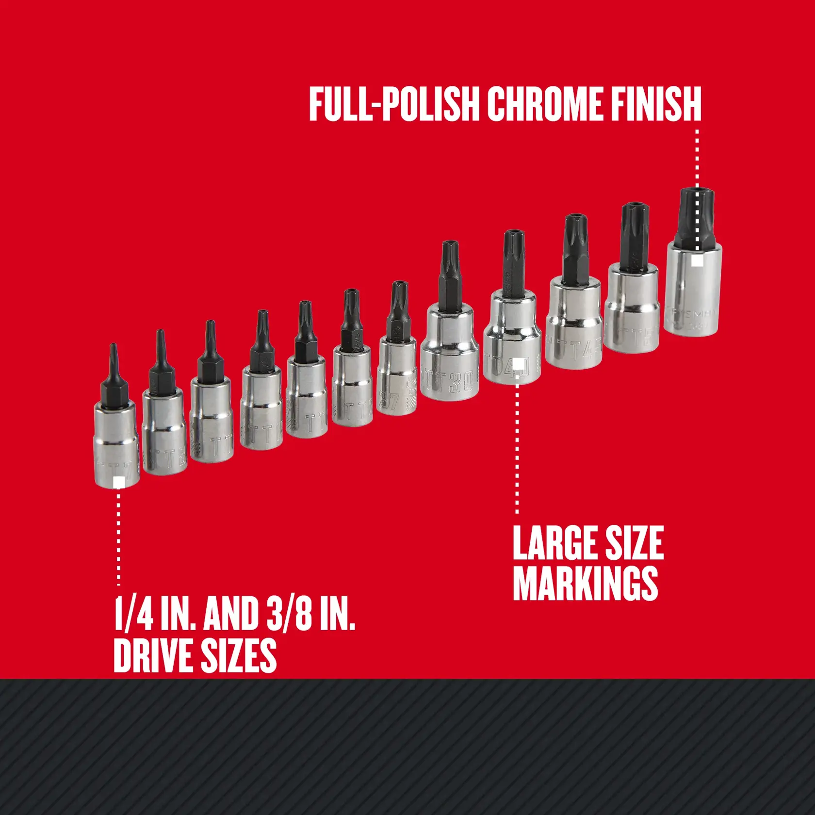 Graphic of CRAFTSMAN Sockets: Torx highlighting product features