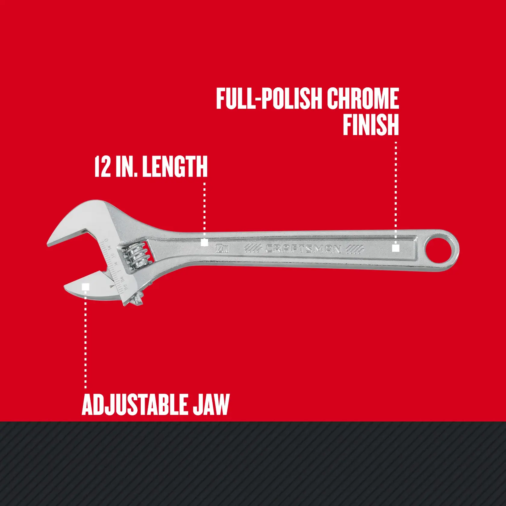 Graphic of CRAFTSMAN Wrenches: Adjustable highlighting product features
