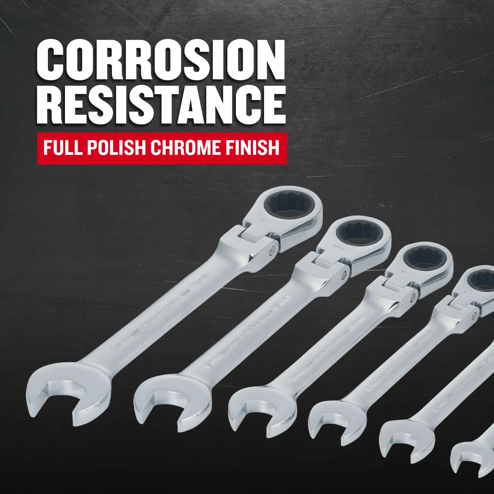 Craftsman CMMT87009 7 pc Metric Flex Head Ratchet Wrench Set F+B