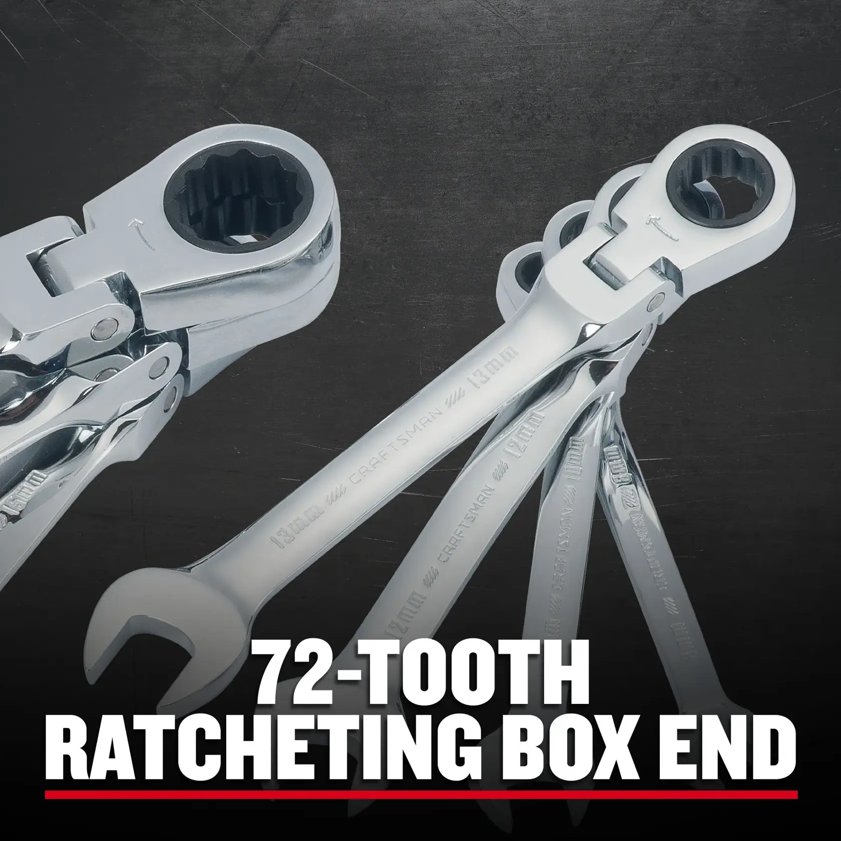 Craftsman CMMT87009 7 pc Metric Flex Head Ratchet Wrench Set F+B