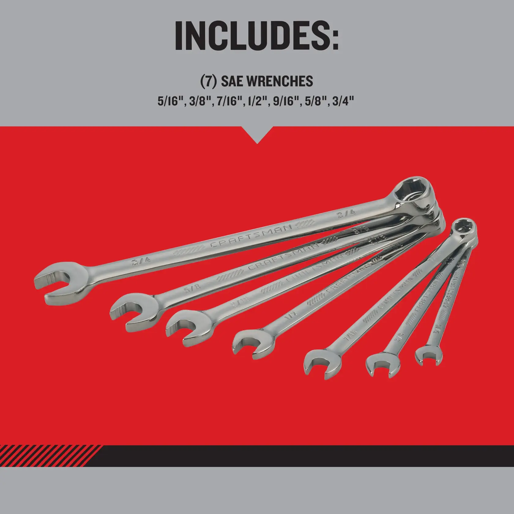 CRAFTSMAN OVERDRIVE 7 PIECE WRENCH SET contents description