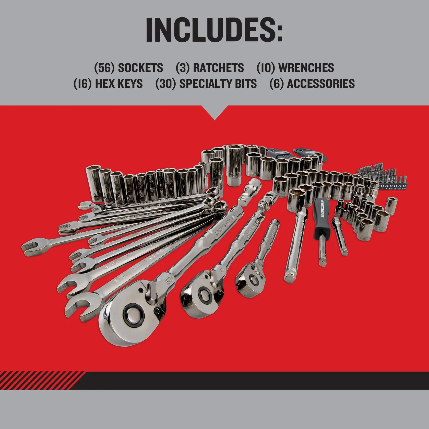 CRAFTSMAN OVERDRIVE 121 PIECE MECHANICS TOOL SET contents description