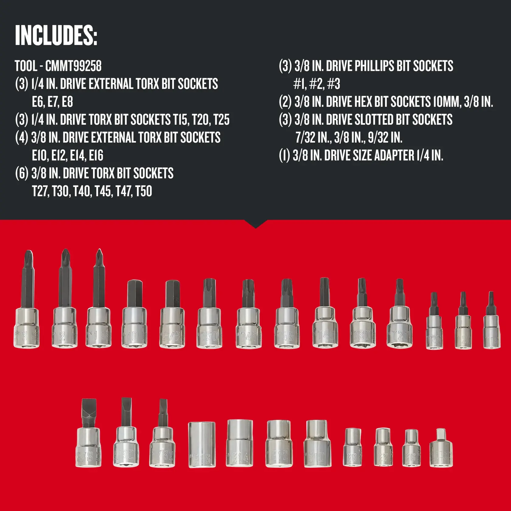 Graphic of CRAFTSMAN Sockets: Torx highlighting product features