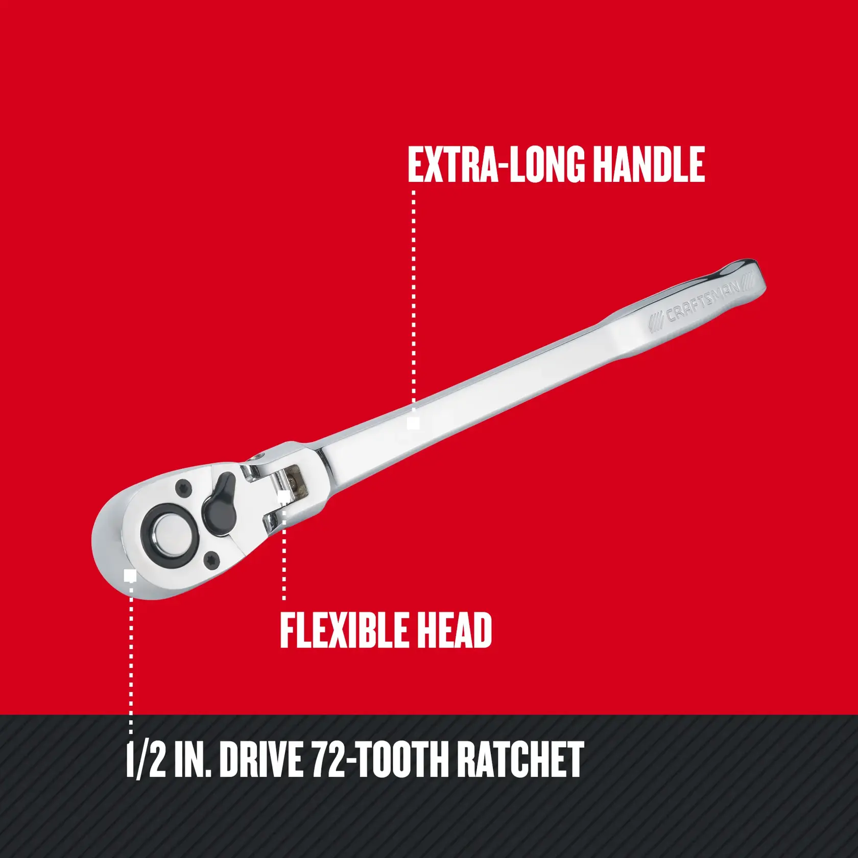 Graphic of CRAFTSMAN Ratchets highlighting product features
