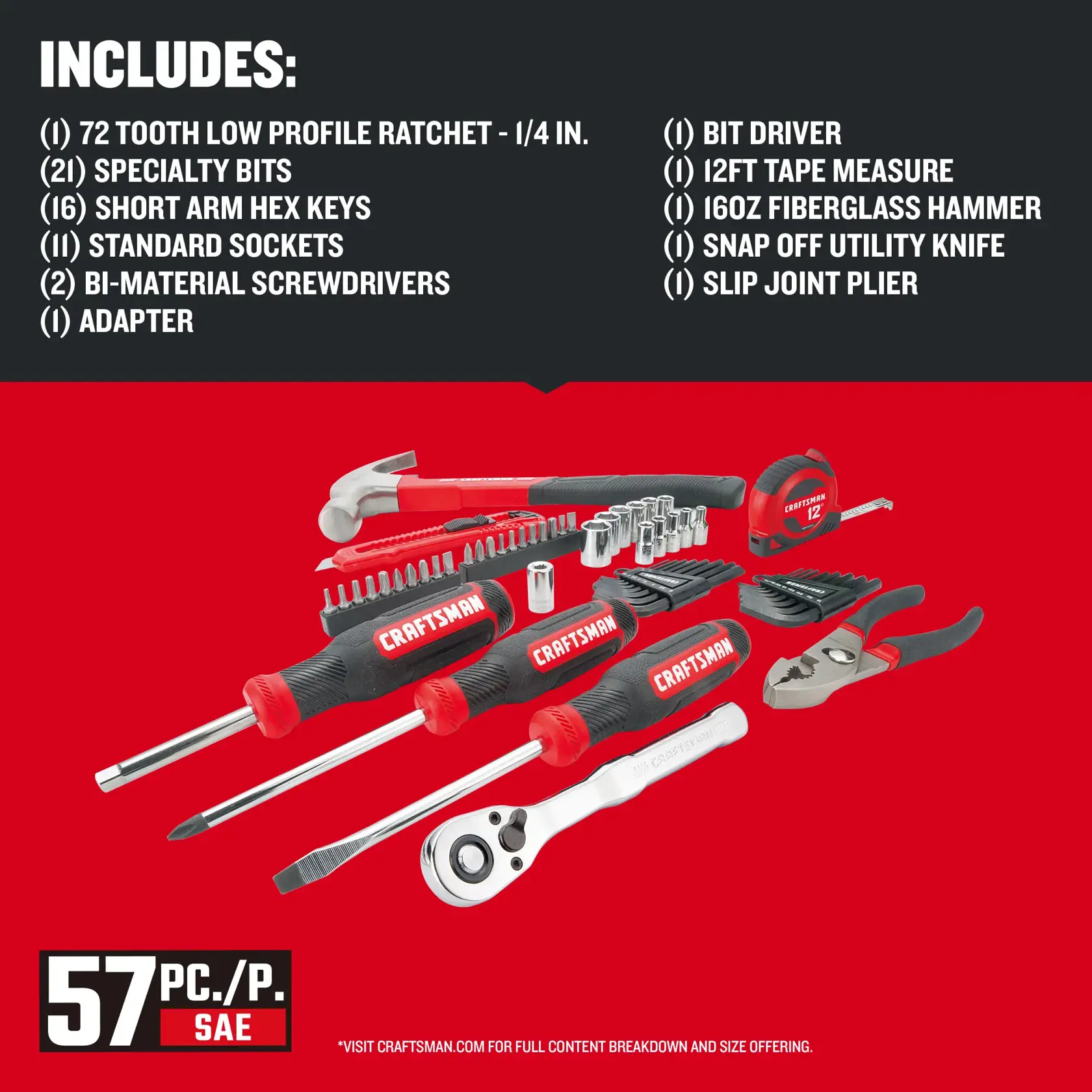 CRAFTSMAN Mechanics Tool Set/Home Tool Set (57Piece)