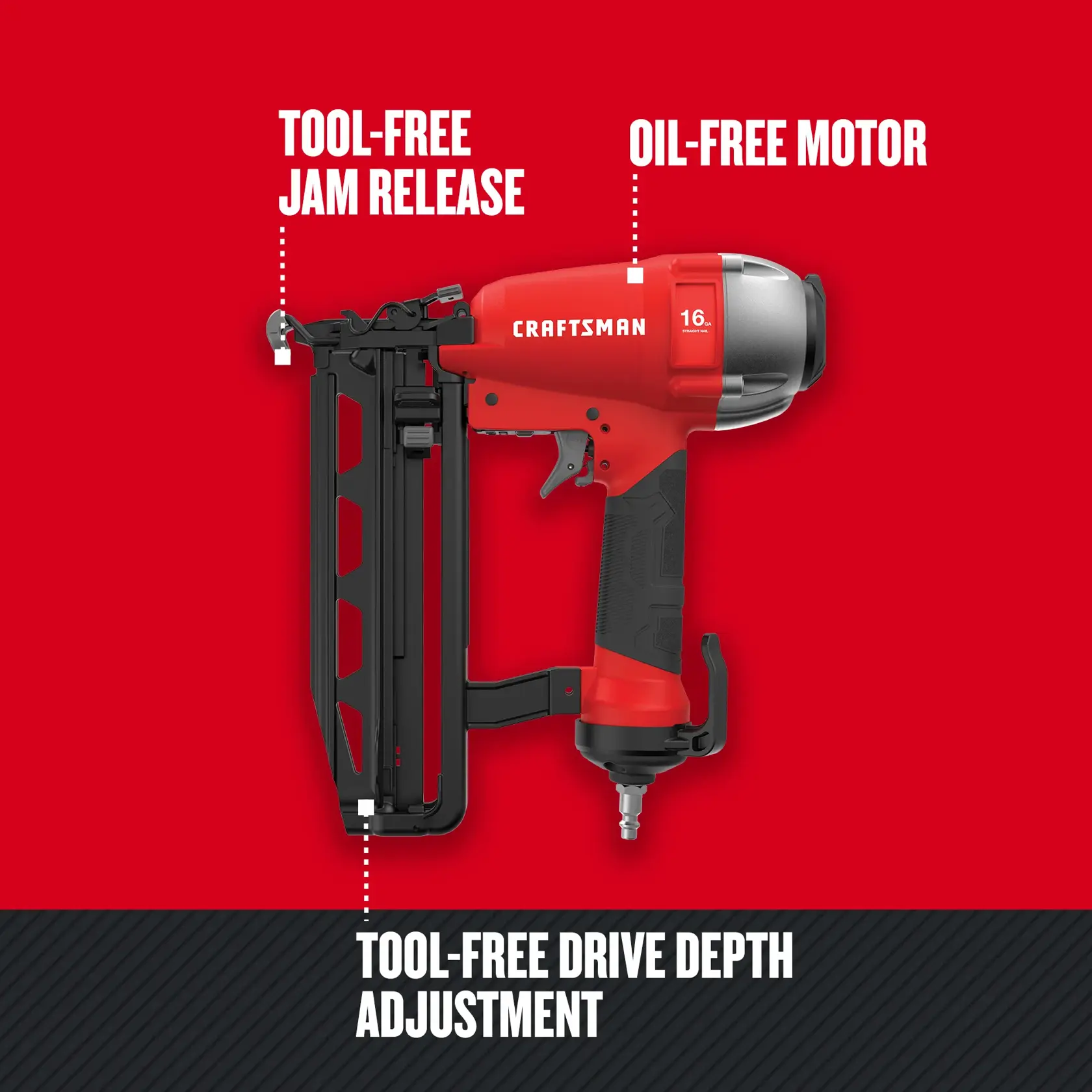 Graphic of CRAFTSMAN Nailer: Finishing highlighting product features