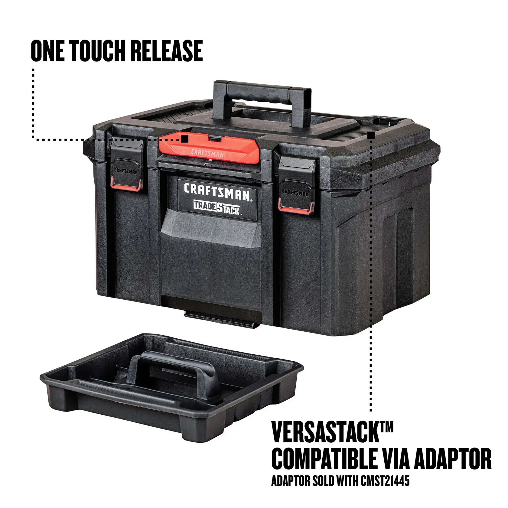 One touch release, VERSASTACK compatible via adaptor. Adaptor sold with CMST21445