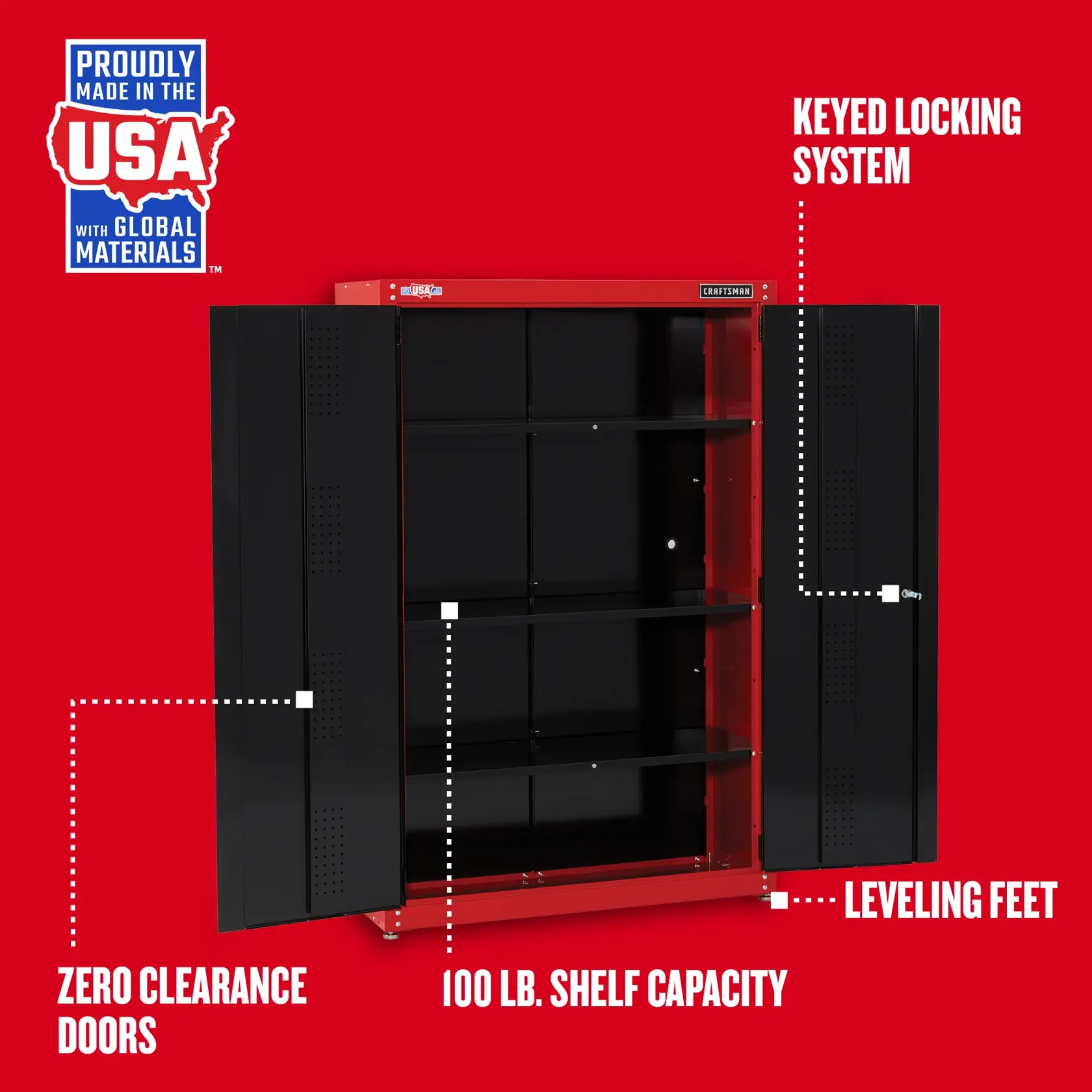 Graphic of CRAFTSMAN Storage: Cabinets & Chests Rolling highlighting product features