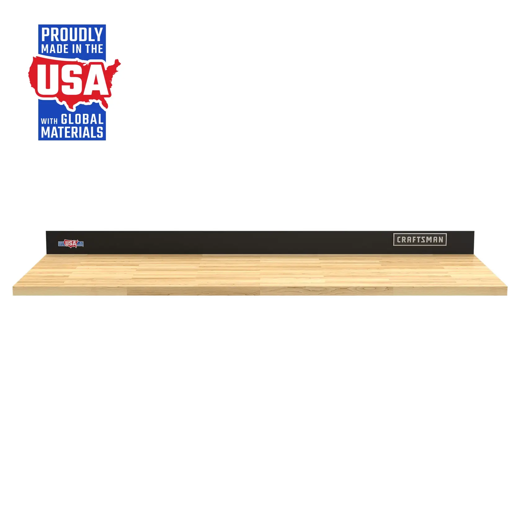 wooden plank
workstation and metal backsplash featuring heavy duty and
coordinated suite look qualities