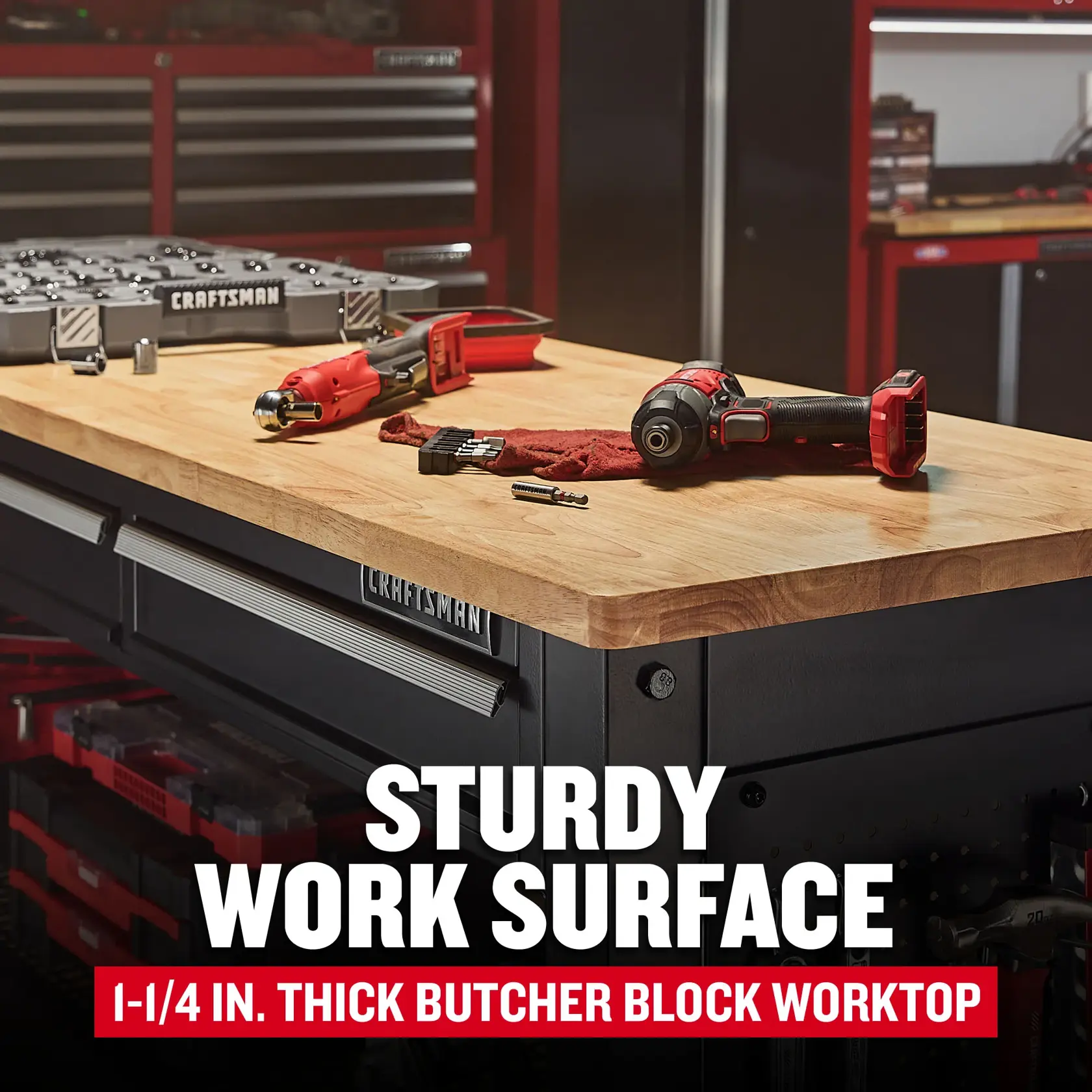 CRAFTSMAN 6' Premium Workbench Sturdy Work Surface Butcher Block Top