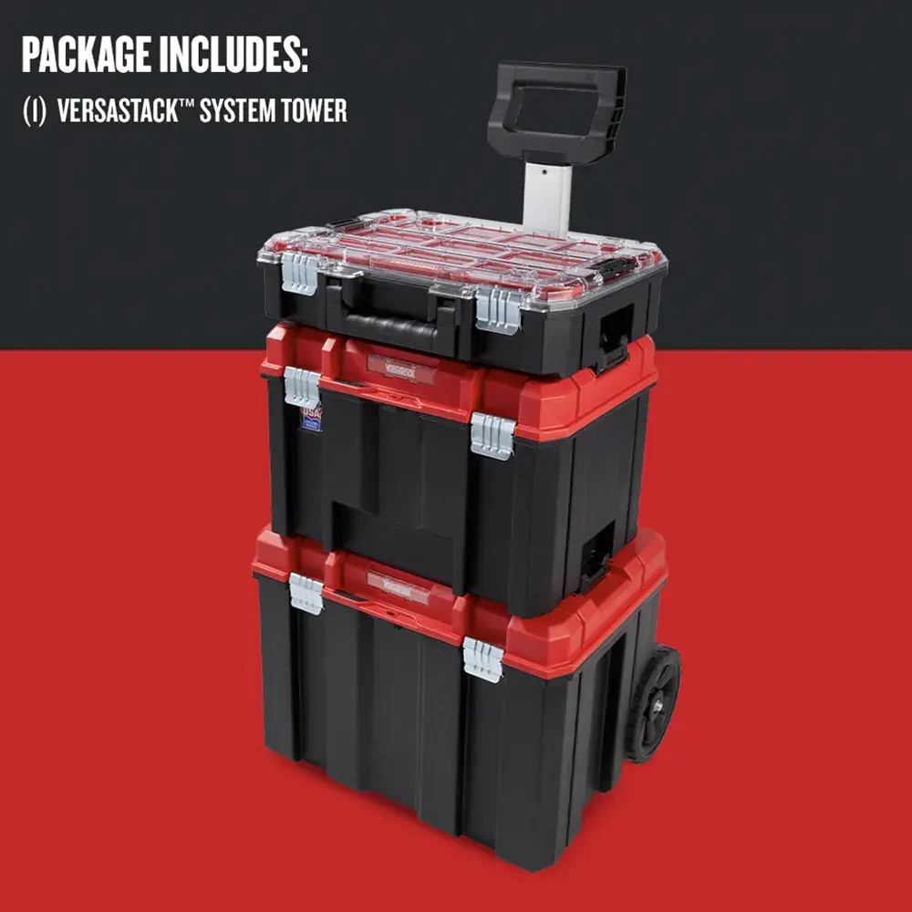 Graphic of CRAFTSMAN Storage: Versastack highlighting product features