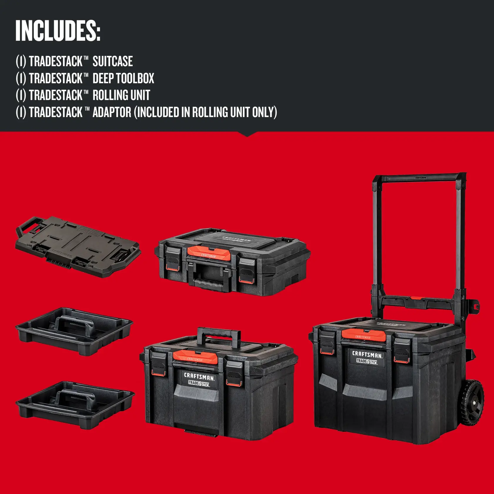 Graphic of CRAFTSMAN Storage: Tradesystem highlighting product features