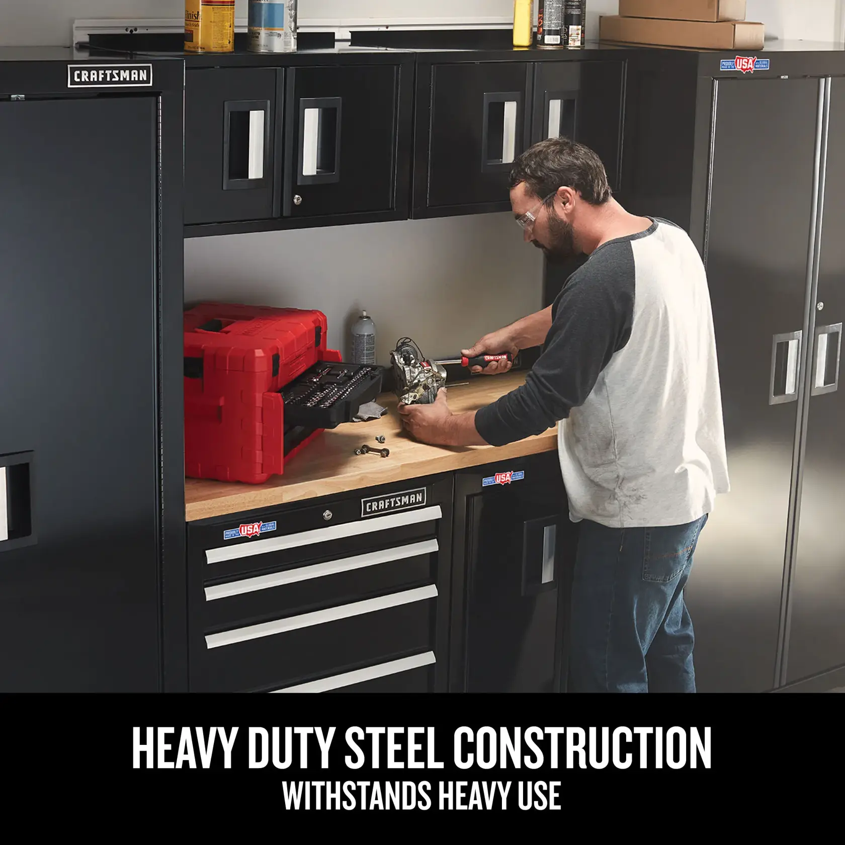 Graphic of CRAFTSMAN Storage: Cabinets & Chests Rolling highlighting product features