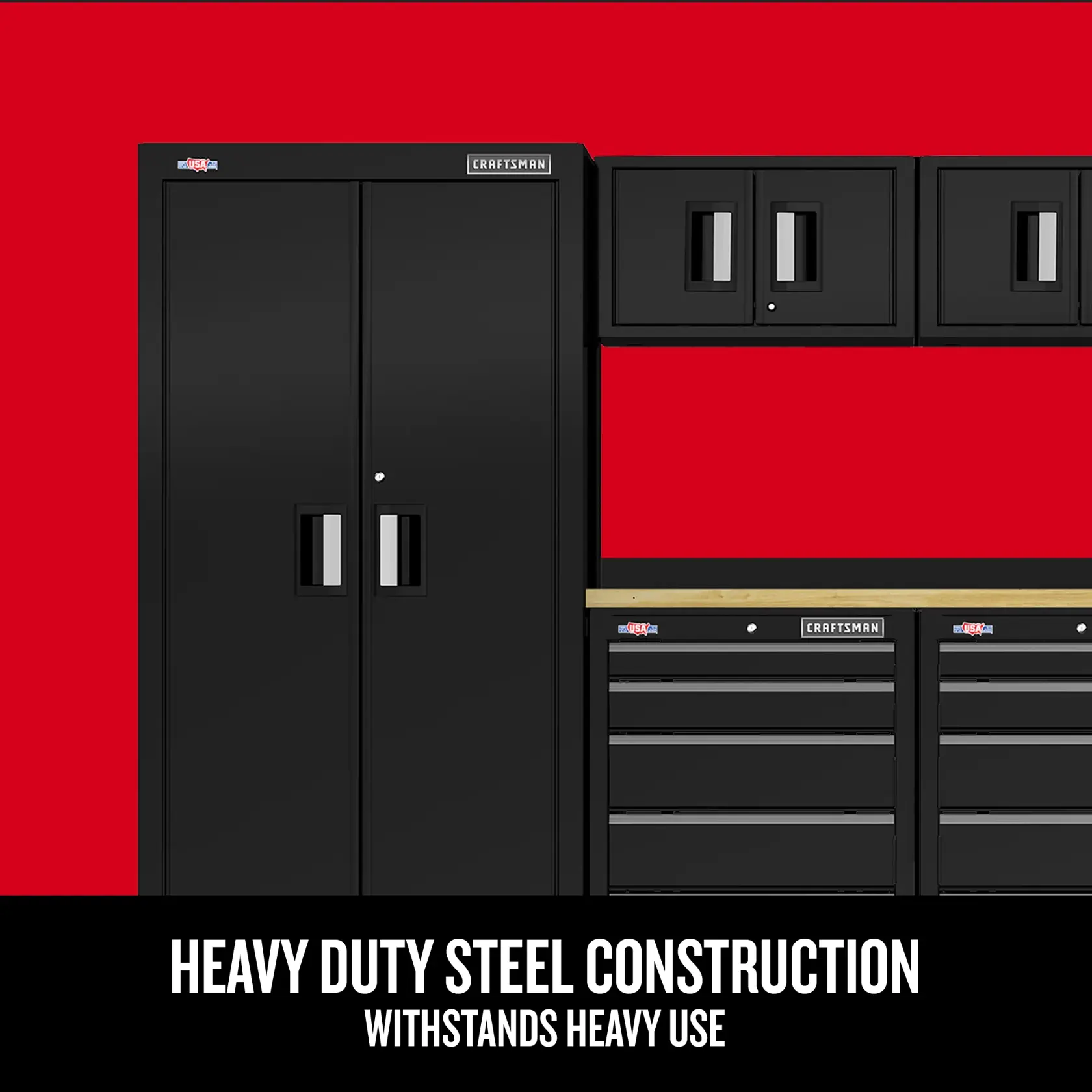 Graphic of CRAFTSMAN Storage: Cabinets & Chests highlighting product features