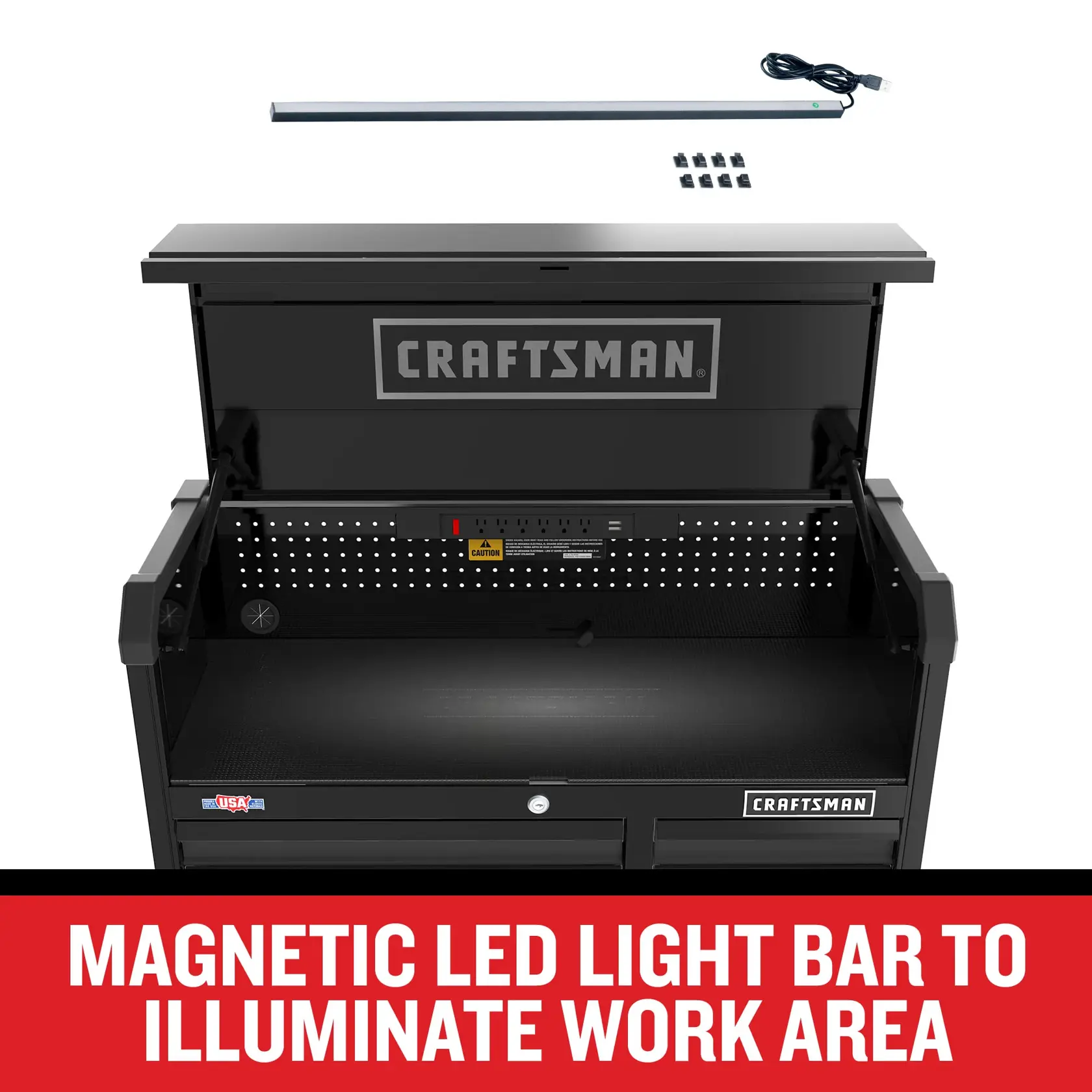 41" Premium S2000 Storage Chest with magnetic LED light bar feature call out
