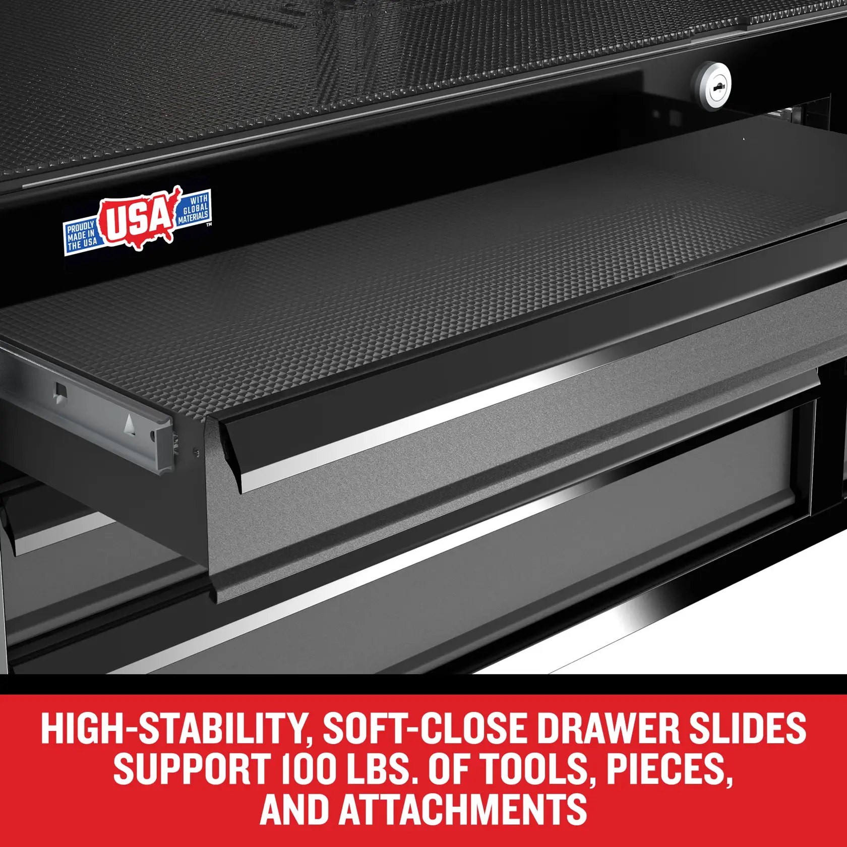 41" Premium S2000 Storage Cabinet with drawer features call out