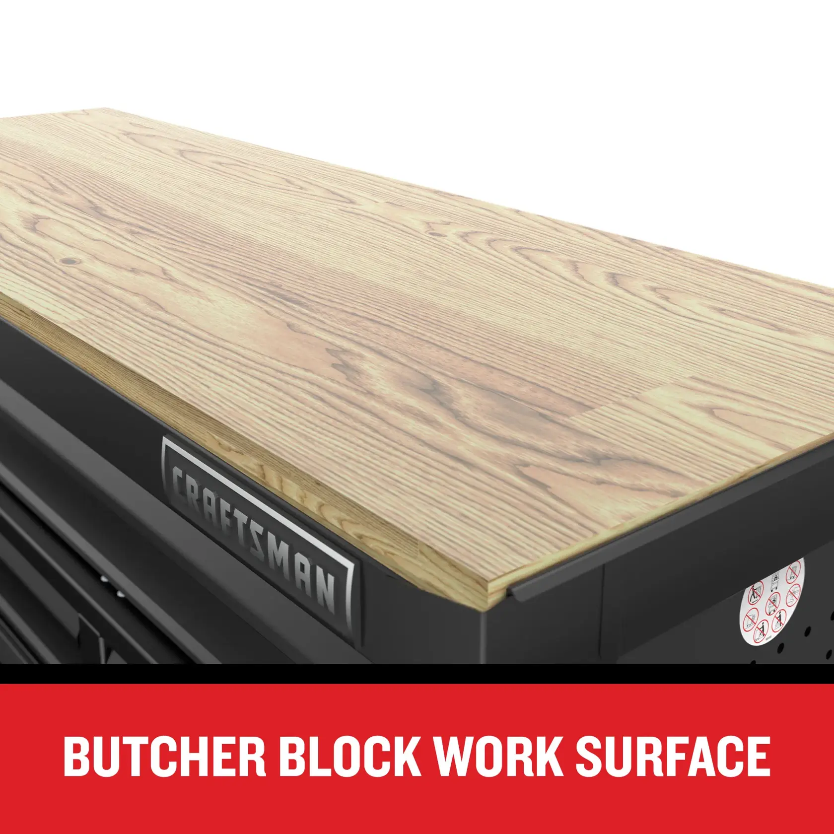 52" Premium S2000 Workstation with butchet block work surface feature call out