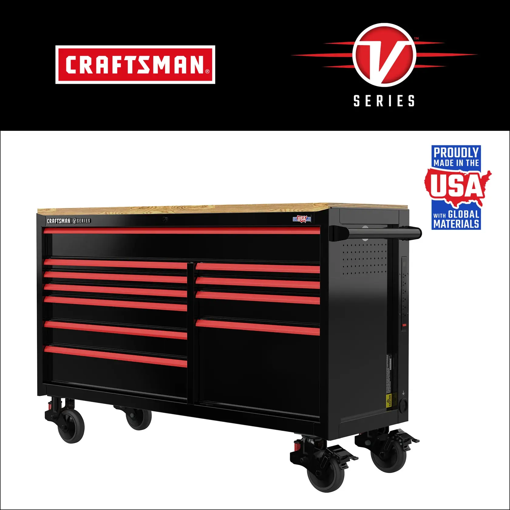 CRAFTSMAN 63" Workstation with CRAFTSMAN V-Series logo and Made in the USA logo