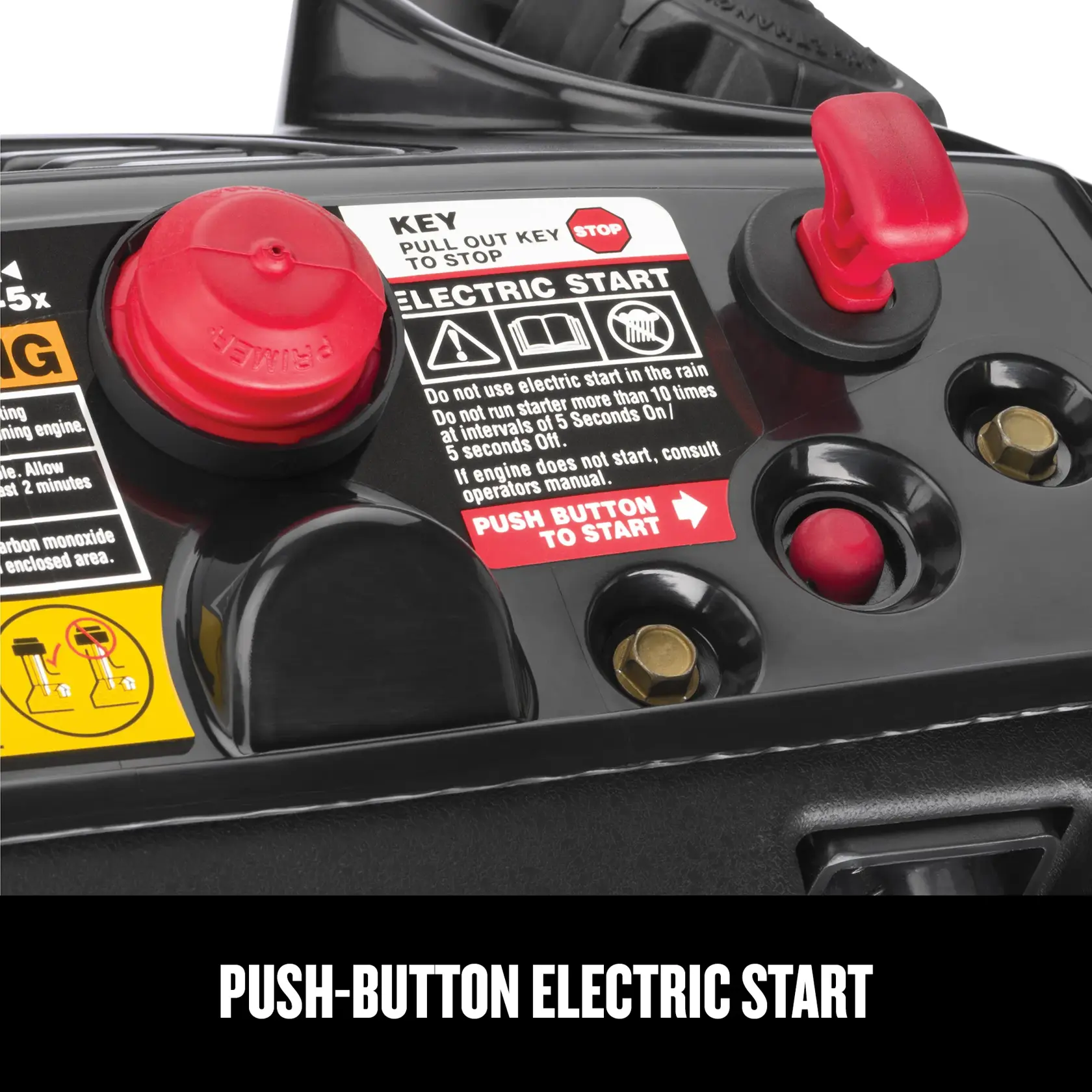 CRAFTSMAN 21-in 208CC Electric Start Single-Stage Snow Blower focused in on push-button electric start