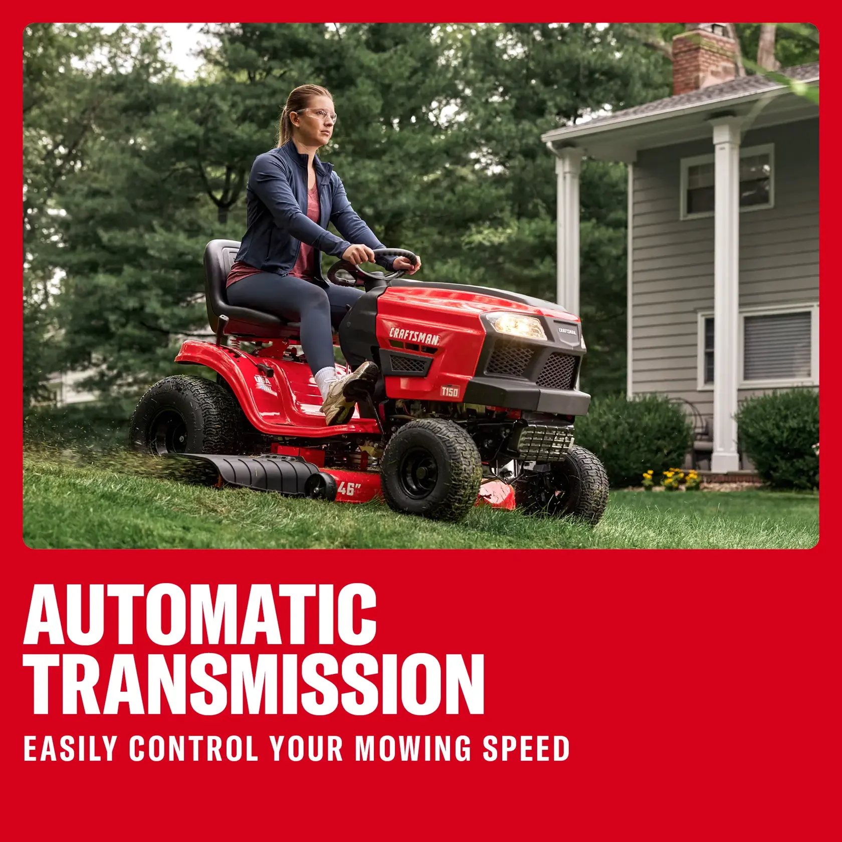 CRAFTSMAN® T150 46 in. Ride-On Mower eComm Graphic
