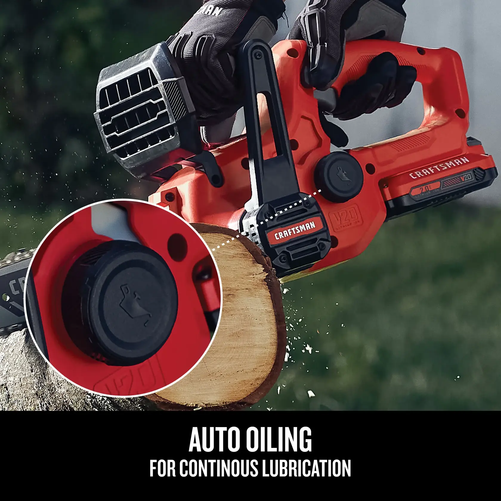 Graphic of CRAFTSMAN Chain Saws highlighting product features