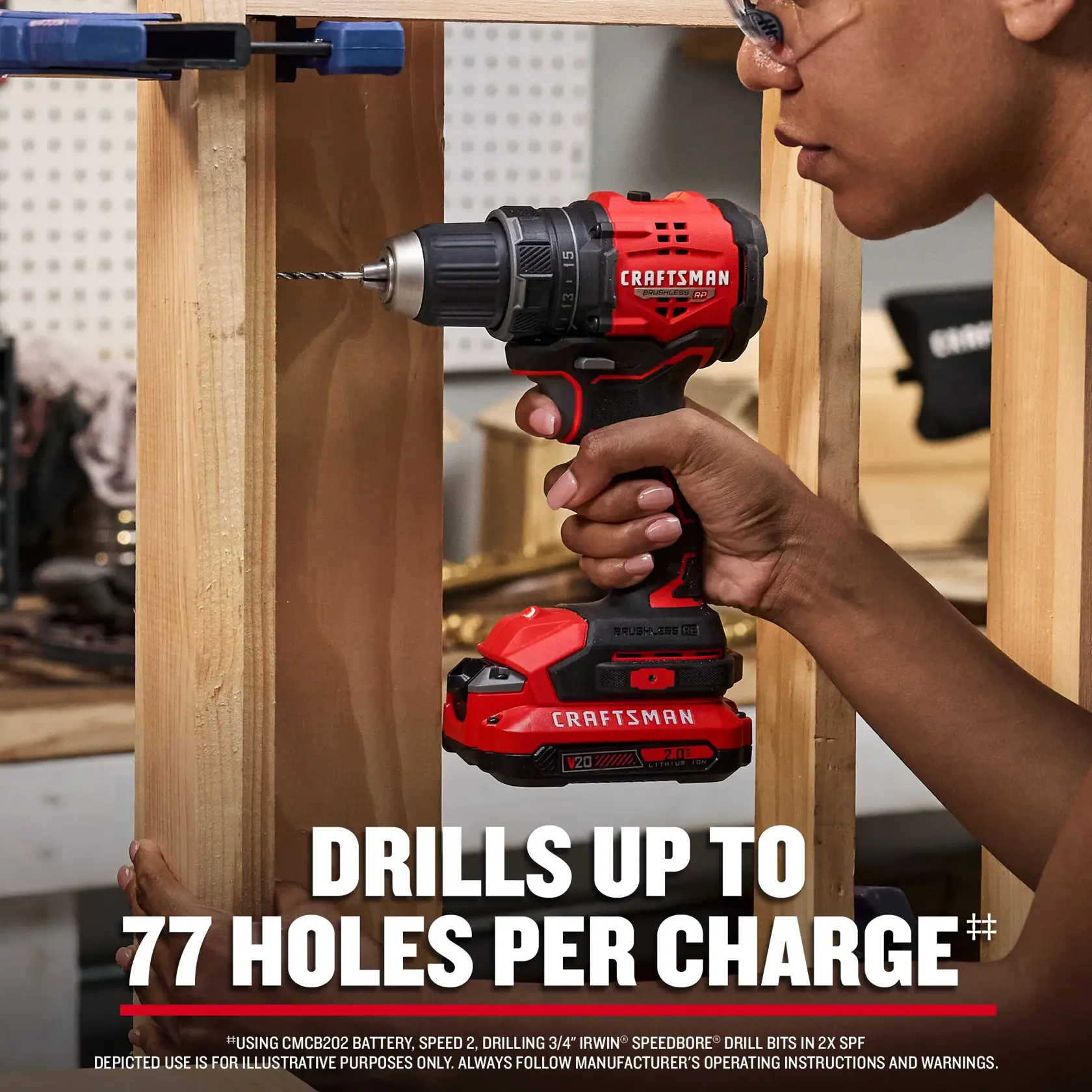 eComm Graphic Drills Up to 77 Holes CRAFTSMAN® V20* BRUSHLESS RP™  Drill Driver Kit 