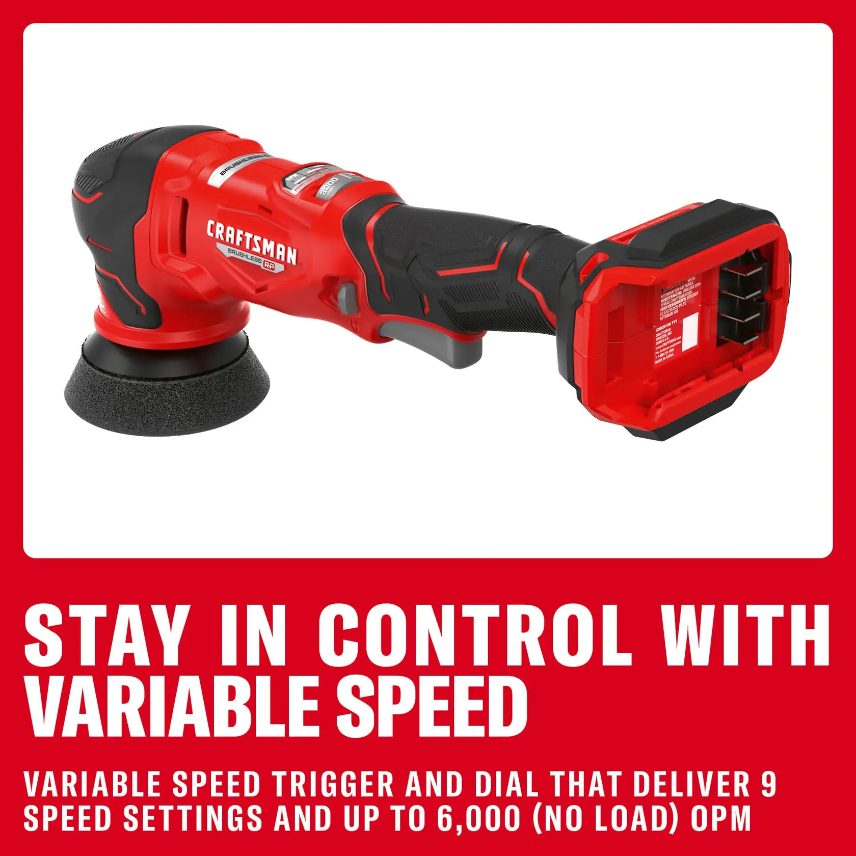 CRAFTSMAN® V20* BRUSHLESS RP™ 3 in. Dual-Action Polisher (Tool Only)